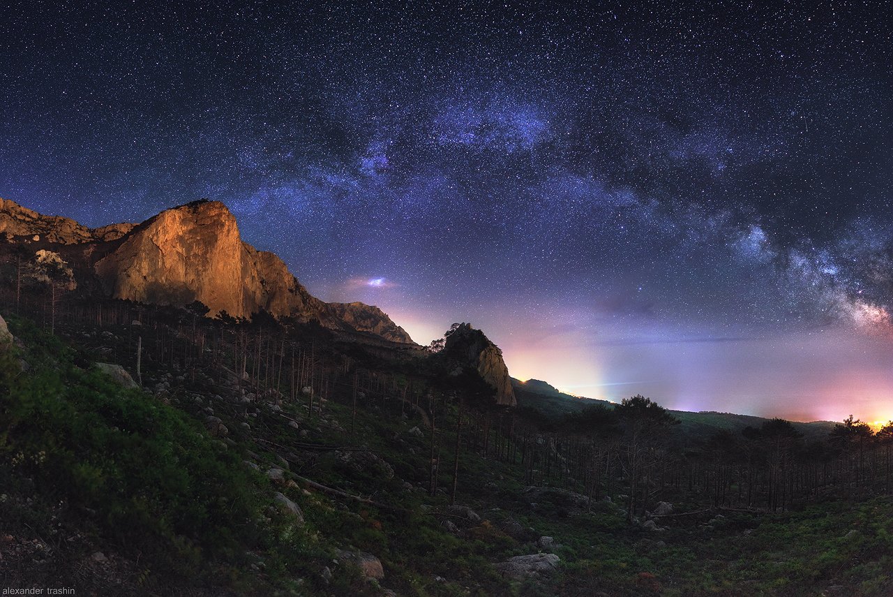 крым, крымские горы, млечный путь, ночной пейзаж, шаан кая, Александр Трашин