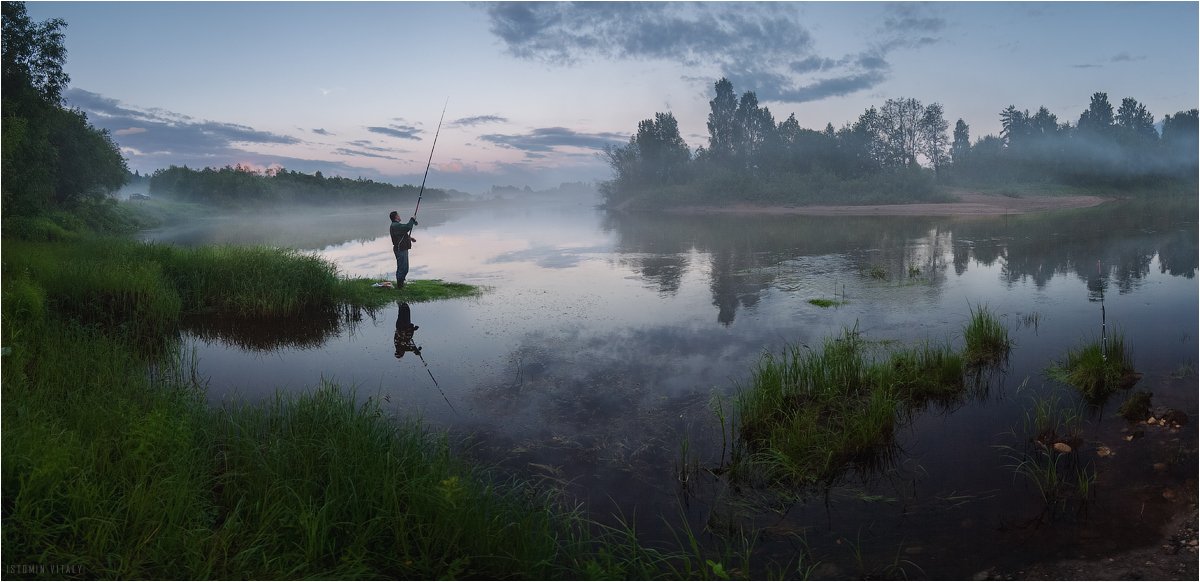 пейзаж,туман,панорама,вода,отражение,люди, Виталий Истомин