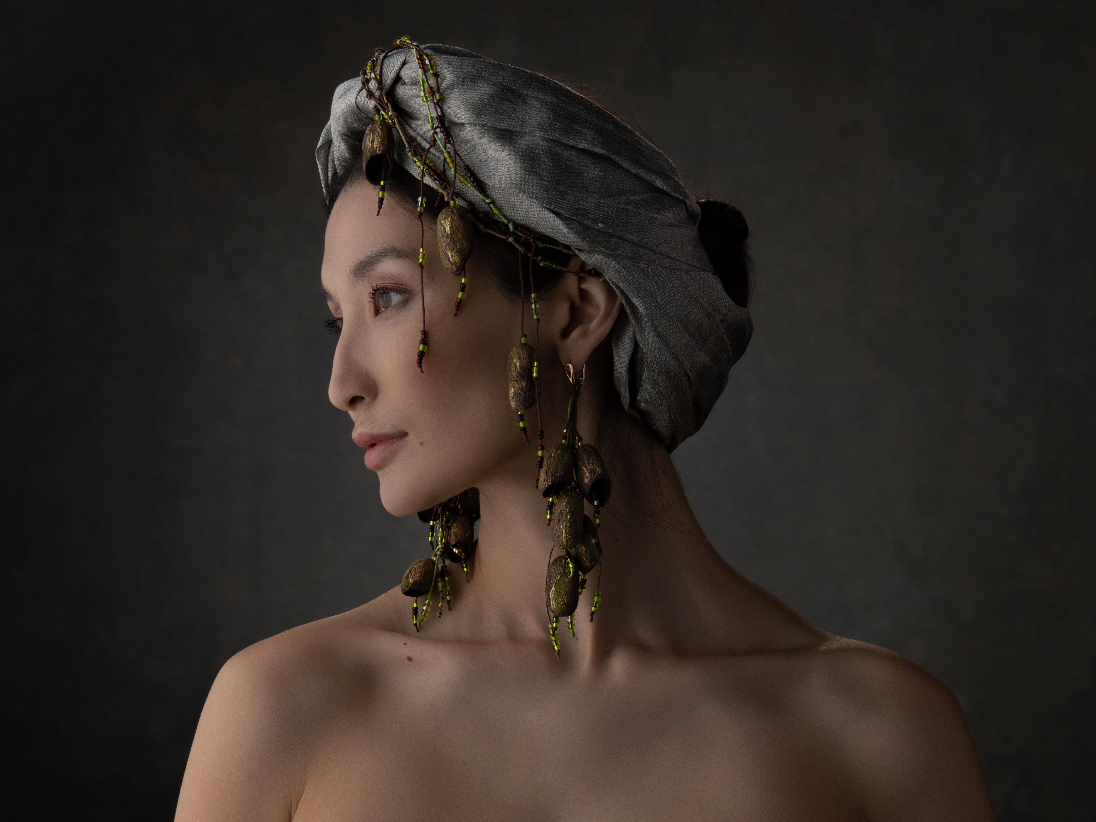 turban, portrait, lady, silk, profile, Алла Масленникова