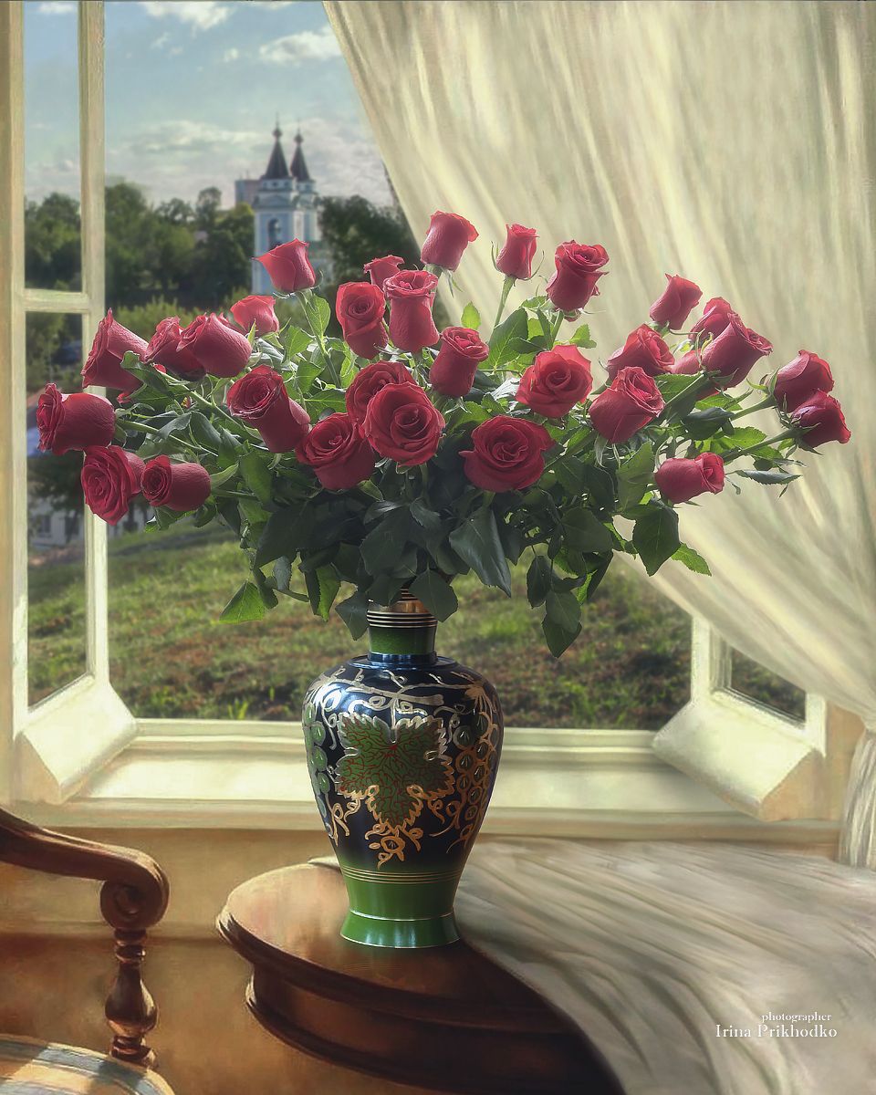 натюрморт, цветы, интерьер, букеты, розы, Приходько Ирина