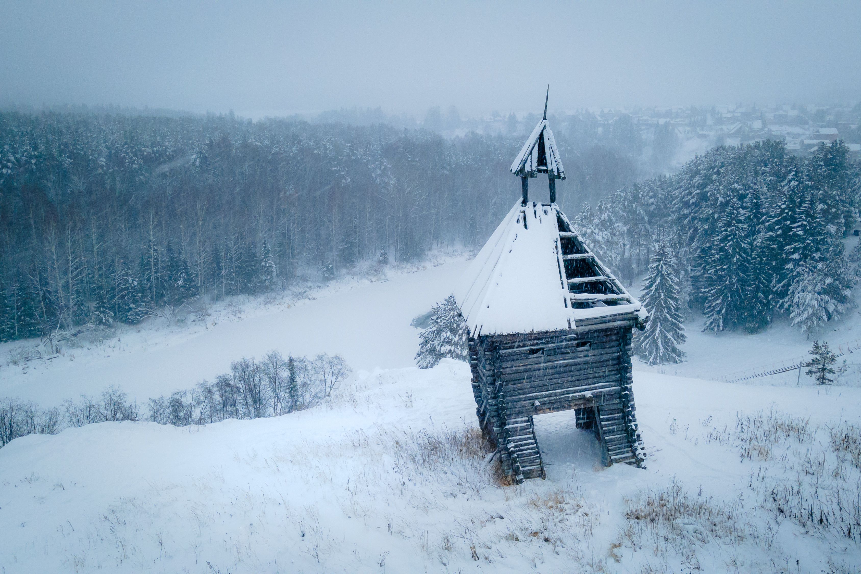 зима камни урал пейзаж снег деревня старое, Жданов Дмитрий