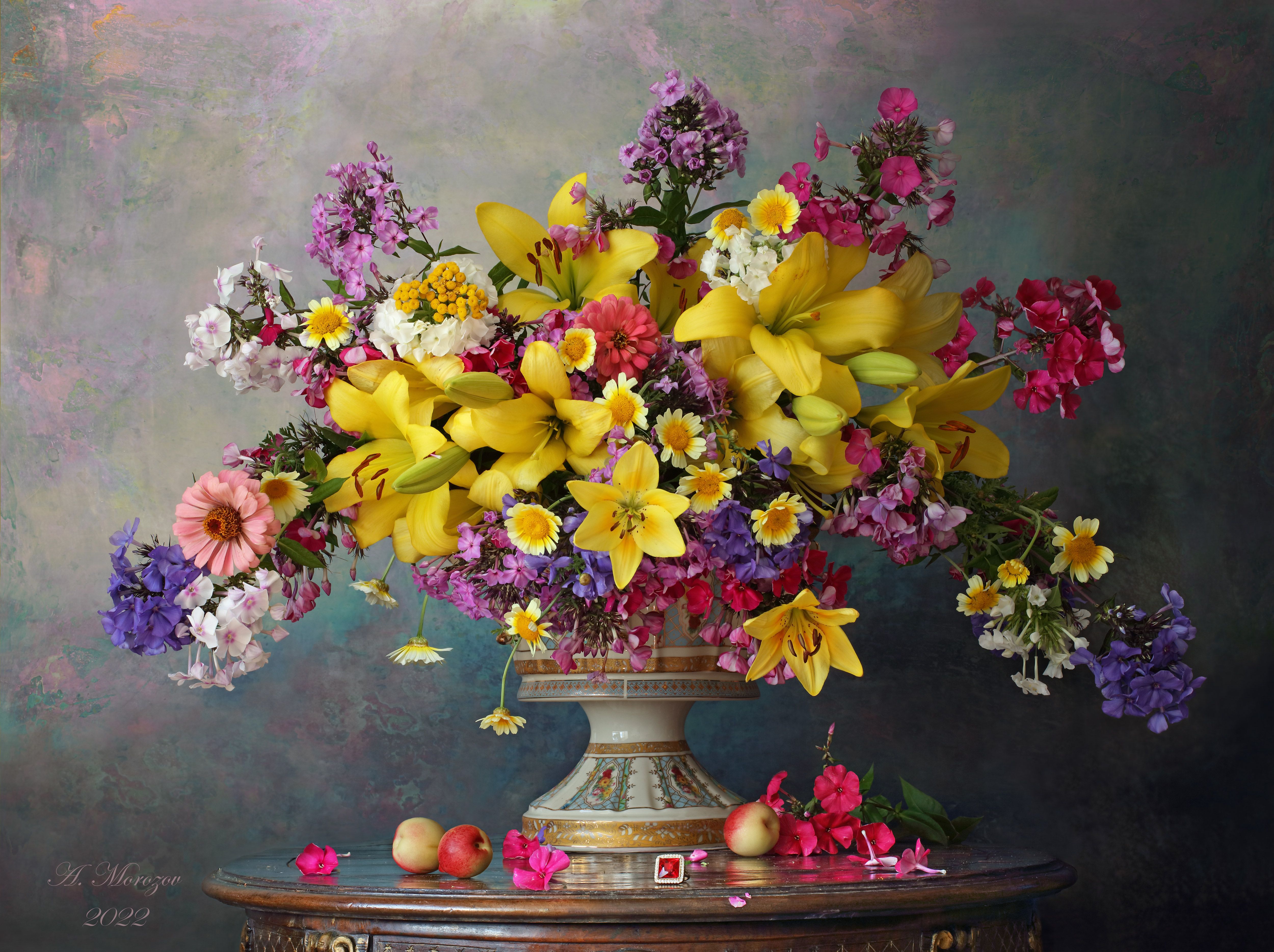цветы, букет, ваза, лилии, флоксы, Андрей Морозов