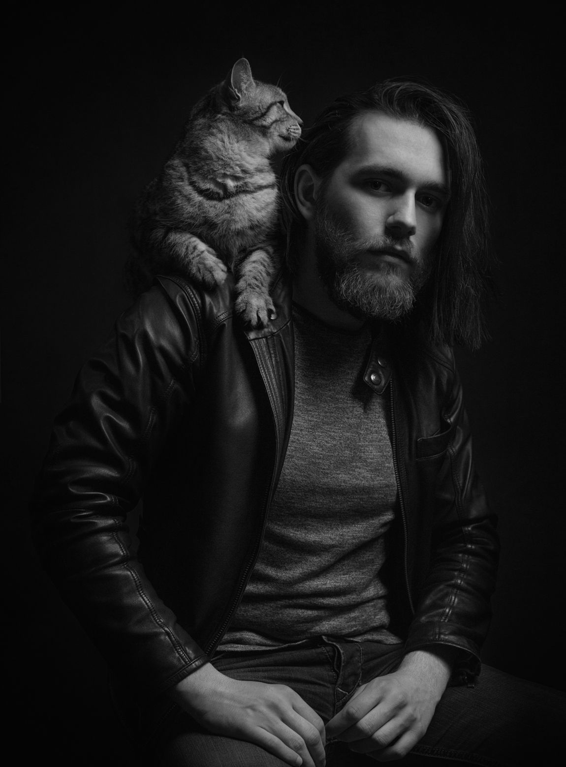 портрет мужской, фото, кот, борода, Баранов Олег