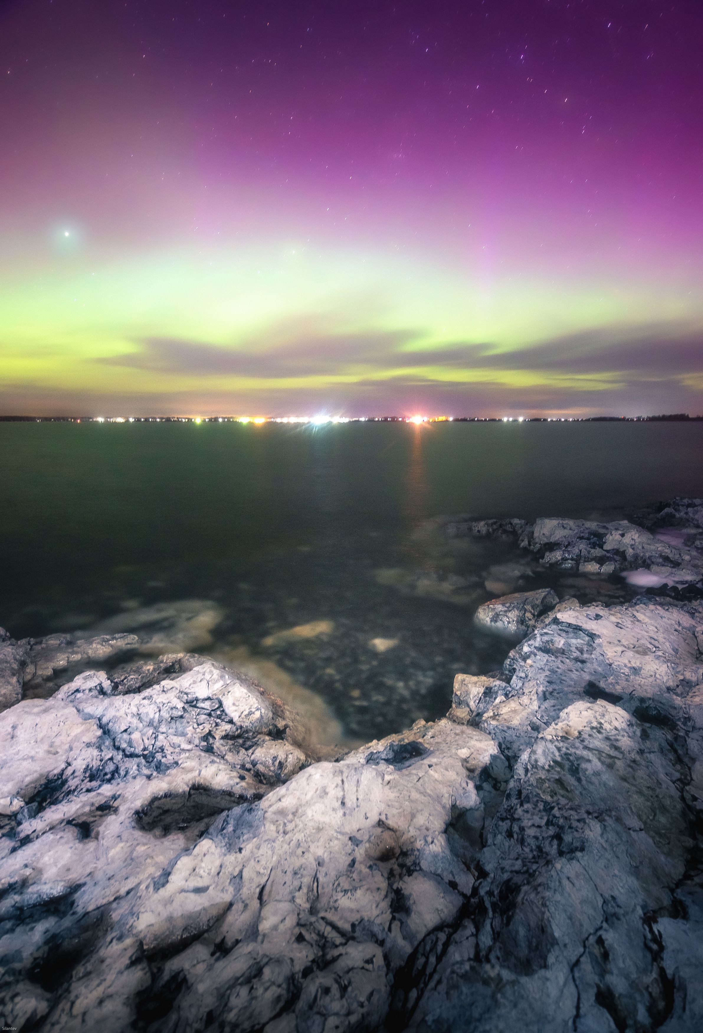 северное сияние пейзаж полярное сияние ночной пейзаж, Даниил Силантьев