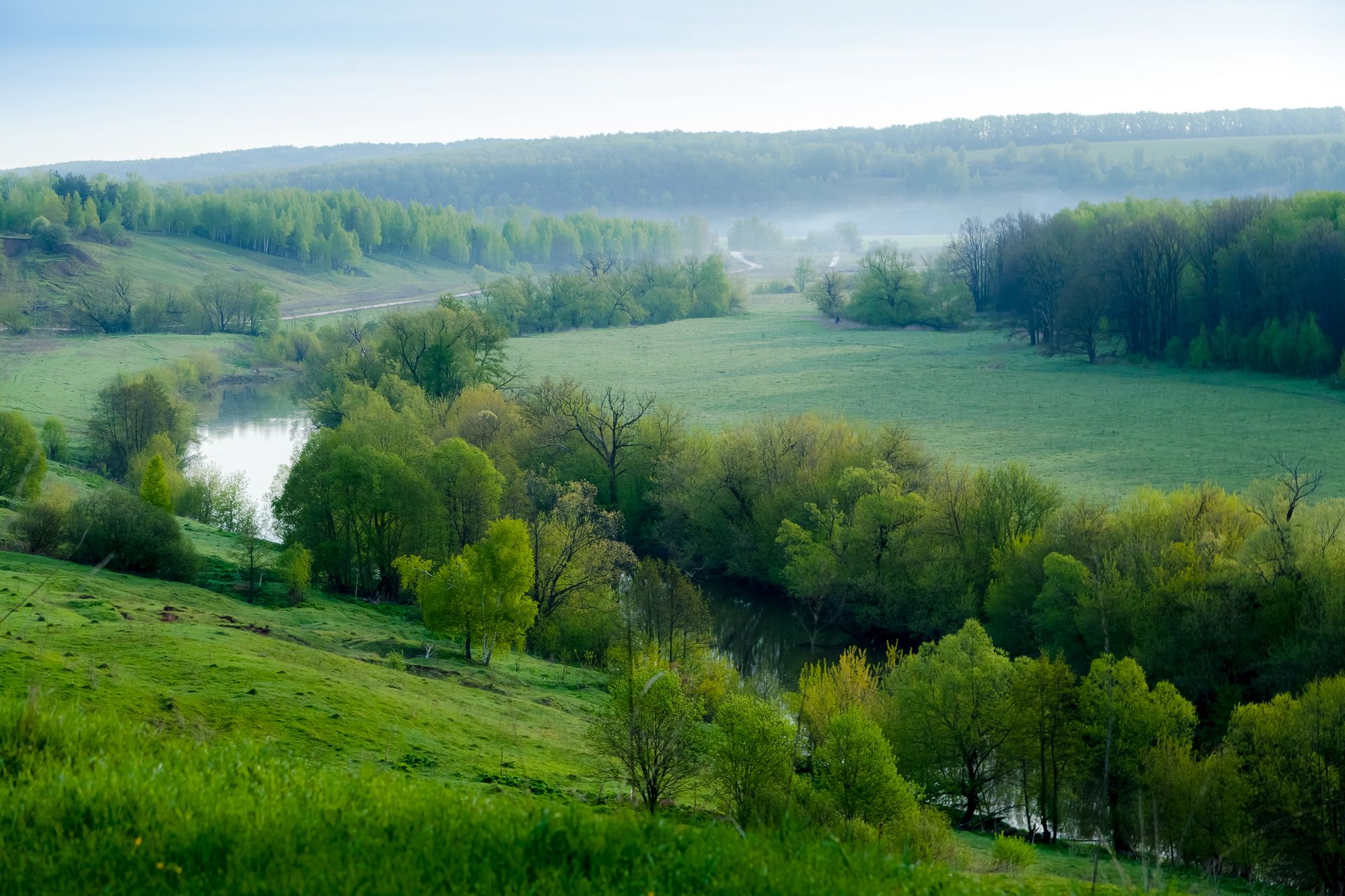 май, весна, туман, река, простор, пейзаж, Юрий Морозов