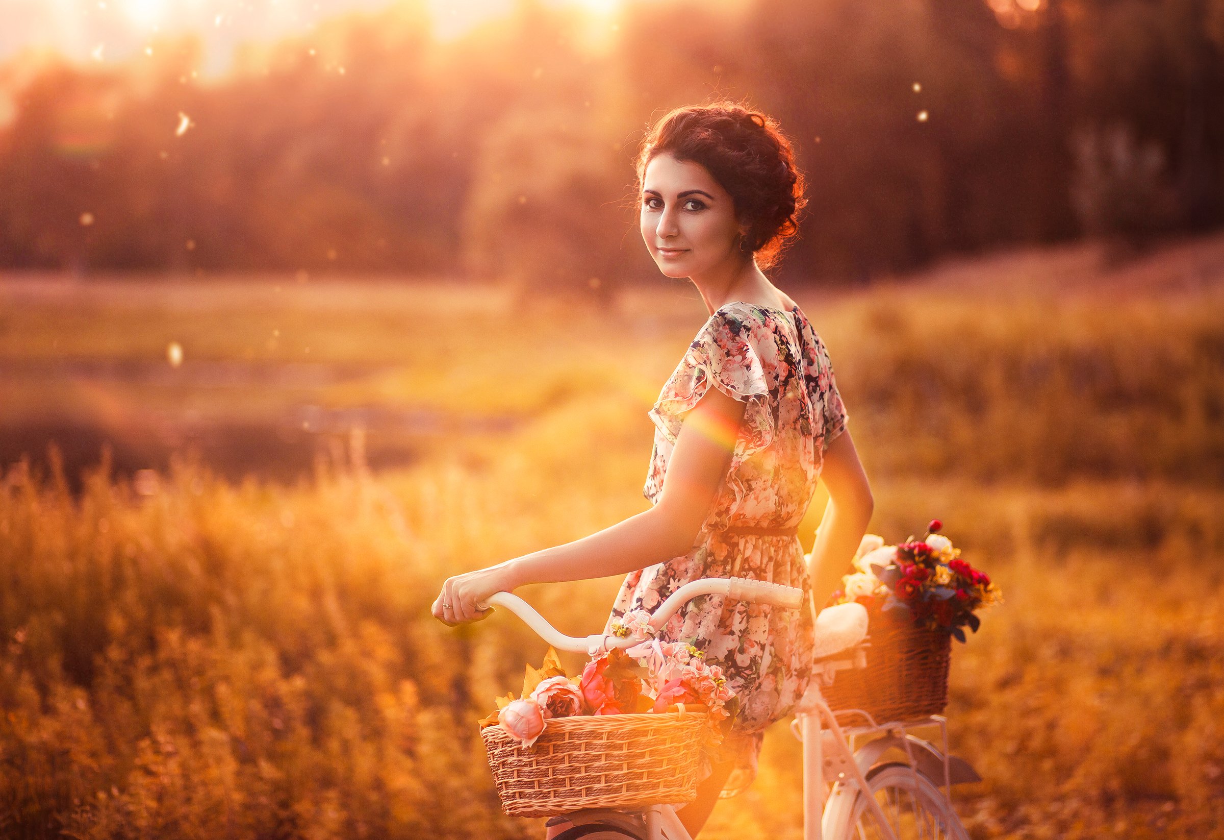 девушка портрет велосипед закат лето, Анна Колмакова