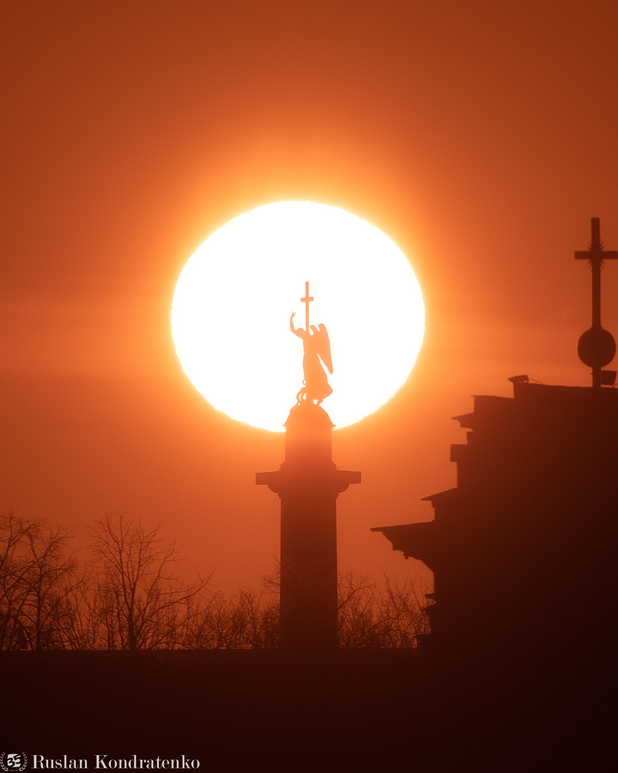 александровская колонна, ангел, санкт-петербург, рассвет, закат, прострел, силуэт, Руслан Кондратенко