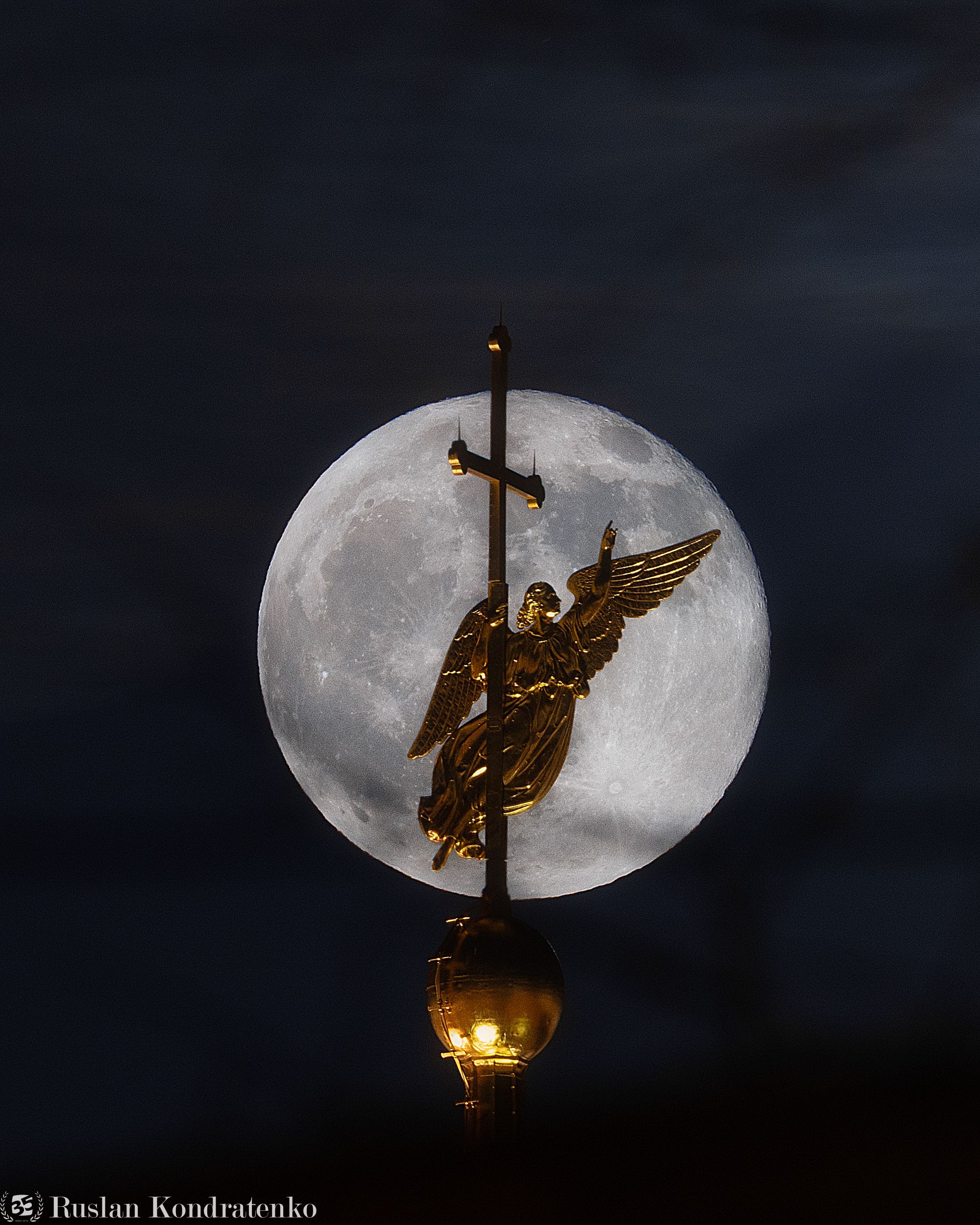 петропавловский собор, луна, ангел, прострел, санкт-петербург, time blending, композитная фотография, Руслан Кондратенко