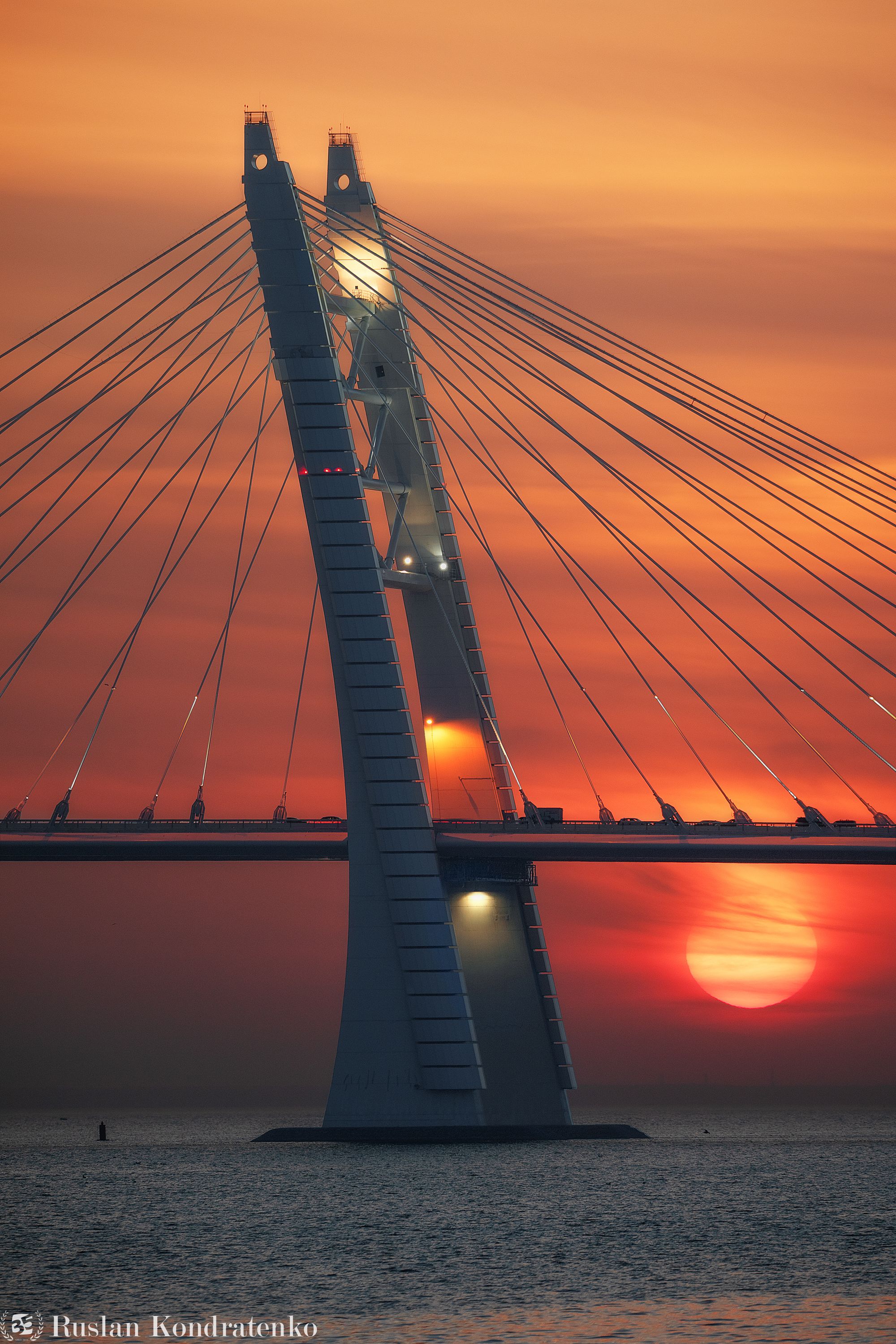 санкт-петербург, вантовый мост, закат, прострел, композитная фотография, time blending, Руслан Кондратенко