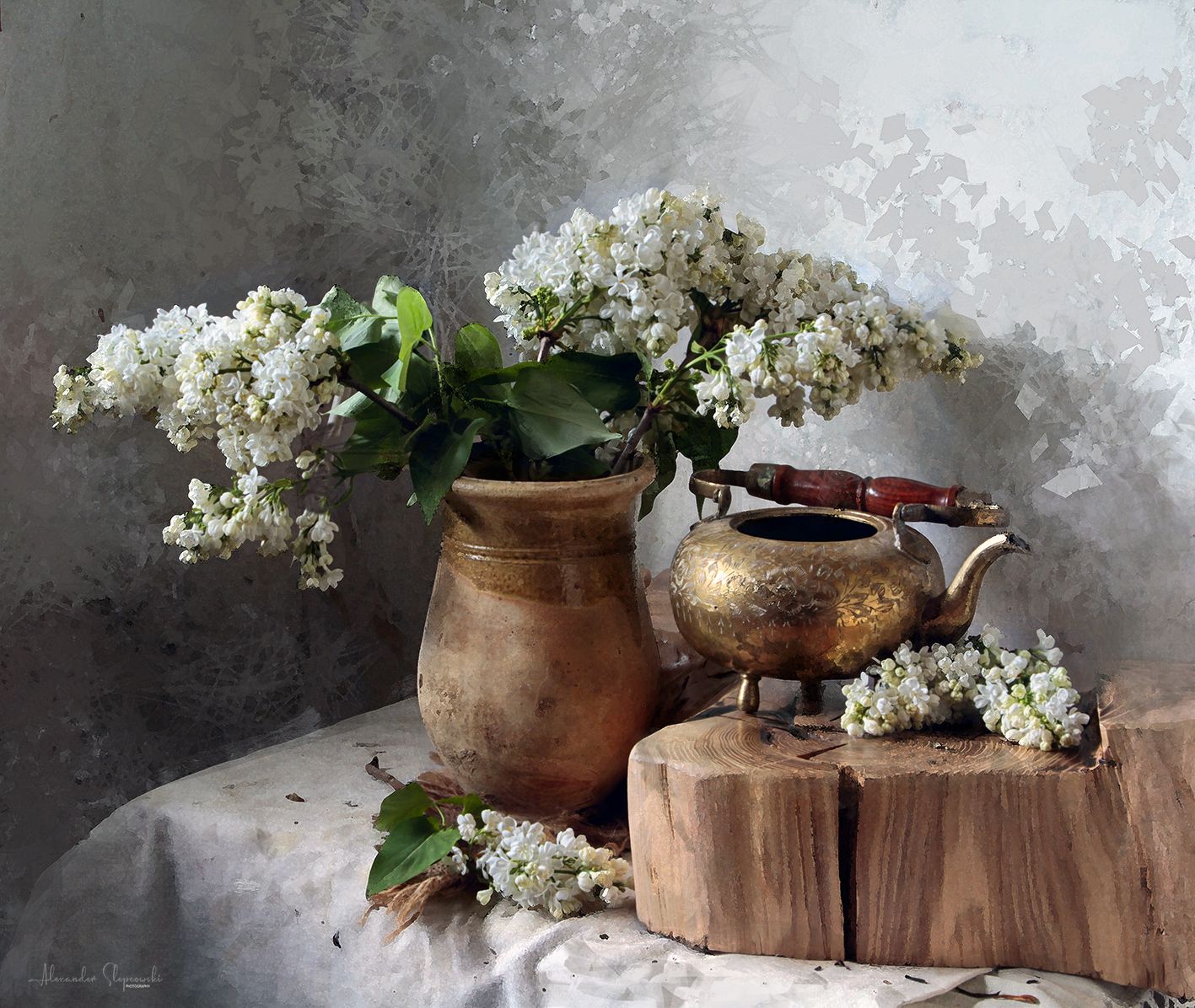 white lilac, teapot, Alexander Slepcowski