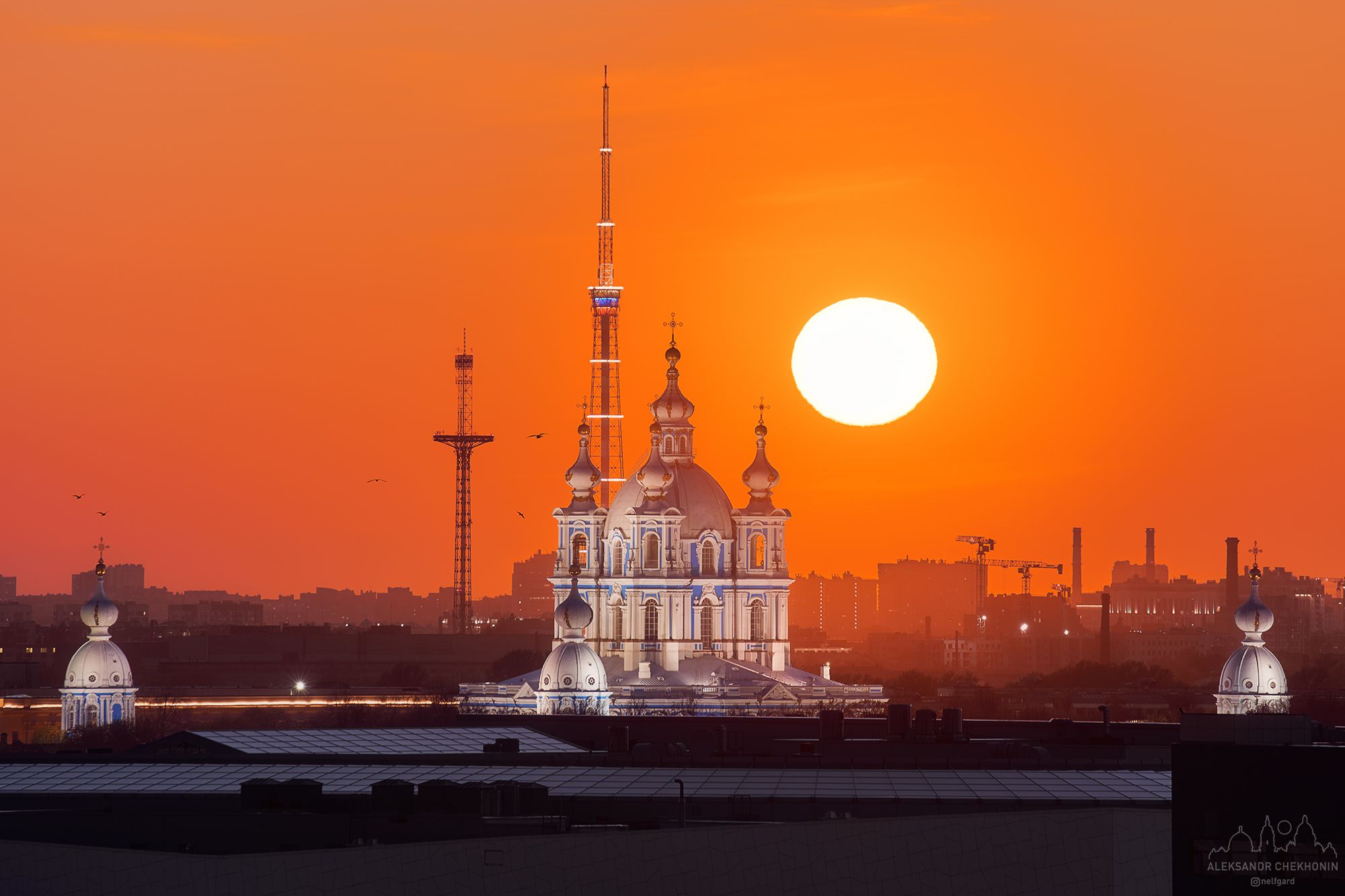 Санкт-Петербург, Смольный, Закат, Чехонин Александр