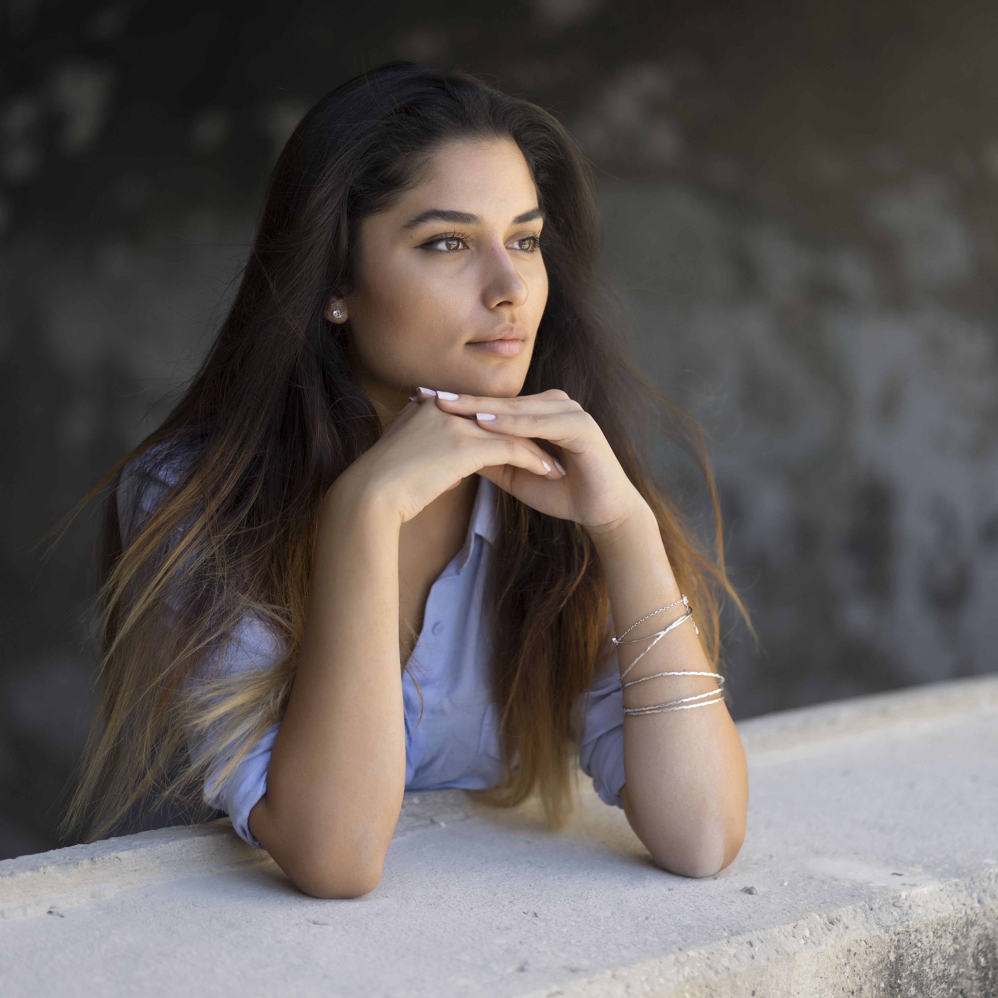 abandoned building, art, attractive, beautiful woman, beauty, dreaminess, female, femininity, front view, individuality, indoors, lifestyles, looking, one person, portrait, pose, sitting, young women, Alex Tsarfin