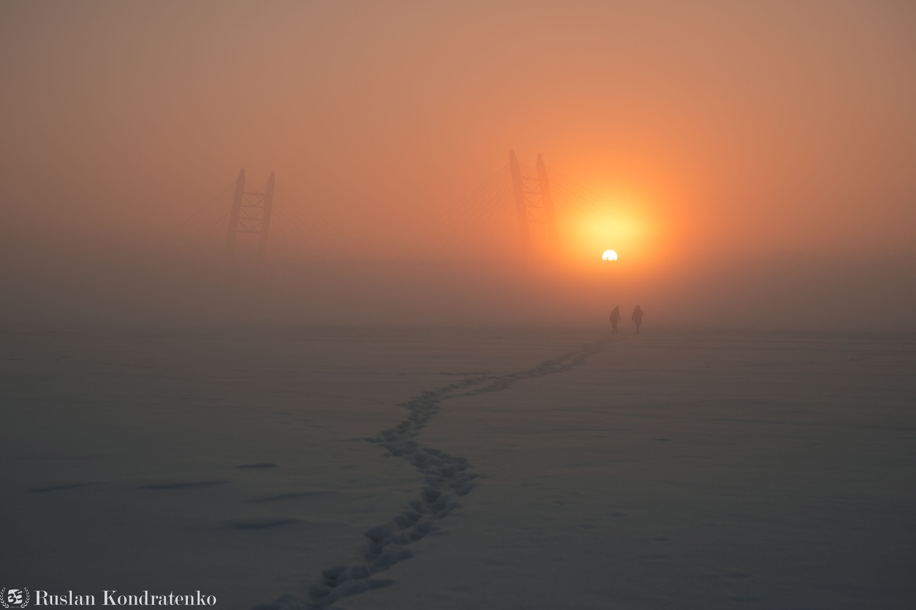 санкт-петербург, закат, вантовый мост, зсд, туман, рассвет, Руслан Кондратенко