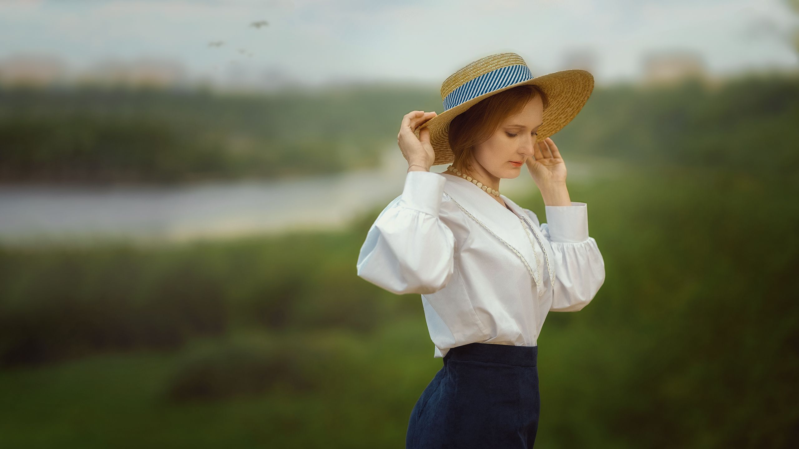 портрет девушка  красота ретро мода нежность взгляд весна природа, Юрий Захаров