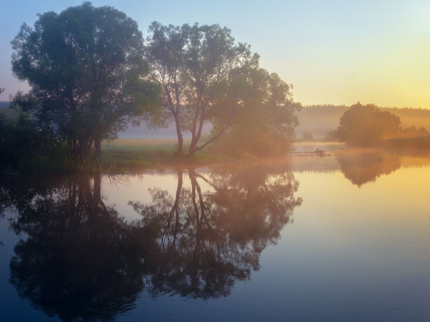 рассвет, туман, пейзаж, река, dawn, fog, landscape, river, Виктор Тулбанов