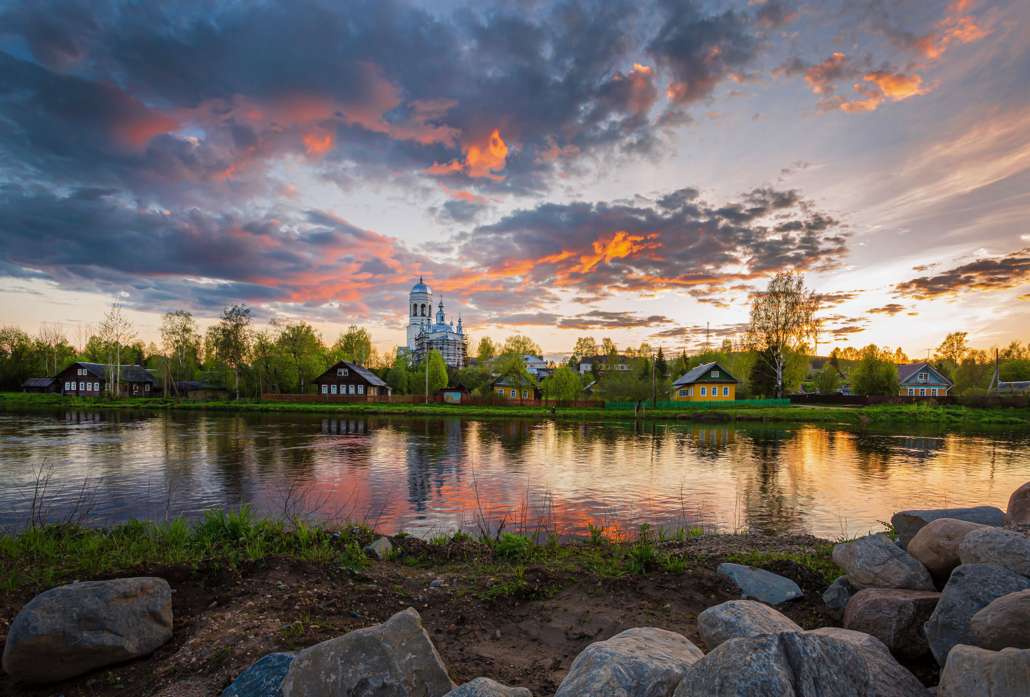 церковь, закат, пежма, вельск, река, Наталия Колтакова