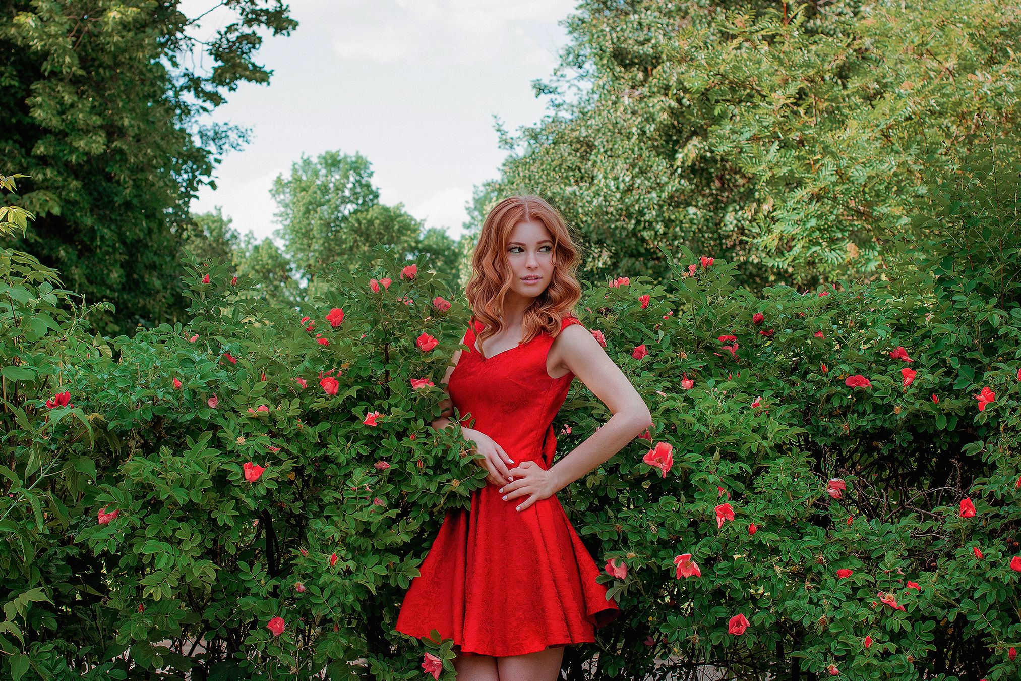 portrait, girl, портрет,style,light, spring, summer, red dress, model, red hair,cute,,  Kerry Moore