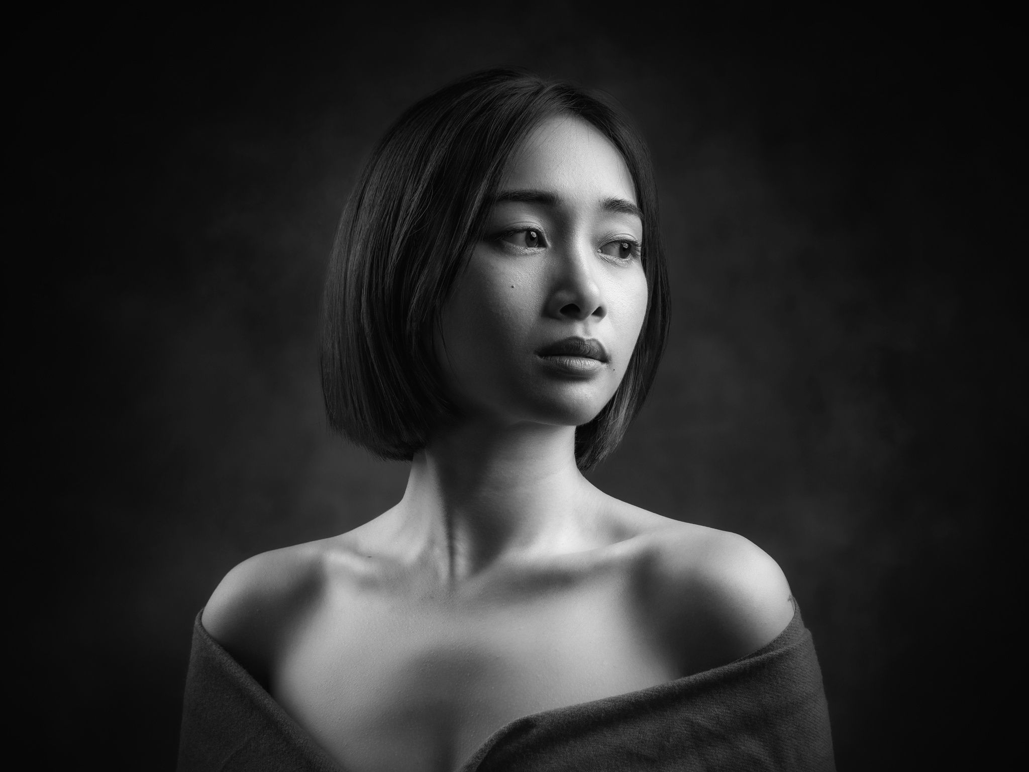 portrait, mood portrait, face, mood, asian, vietnamese, vietnam, eyes, face, beauty, bw, black and white, monochrome, Nguyen Hoang Viet