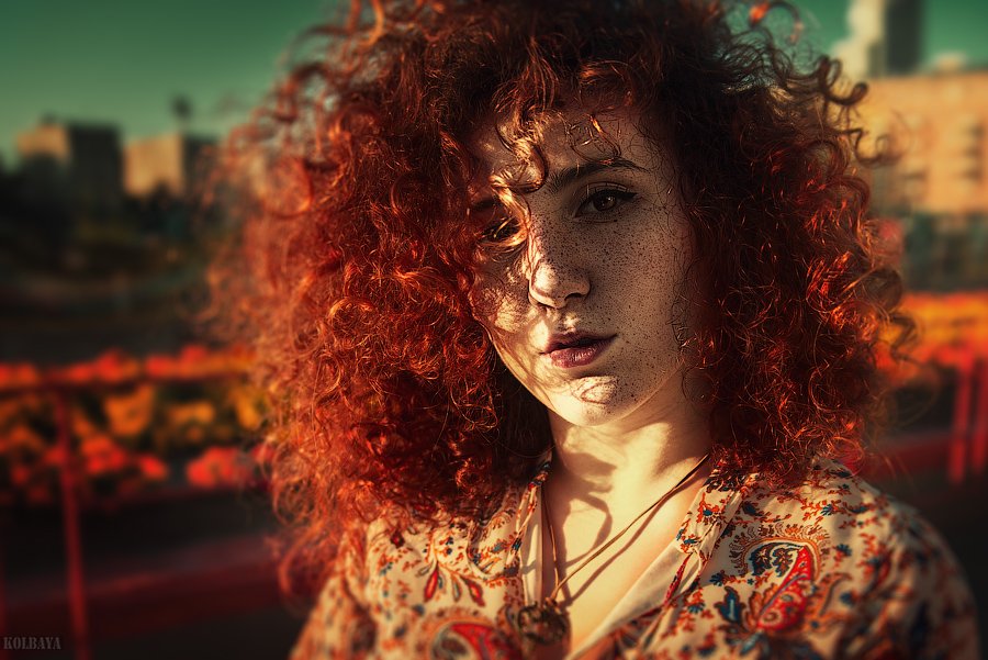 red, portrait, ginger, girl, Колбая Александр