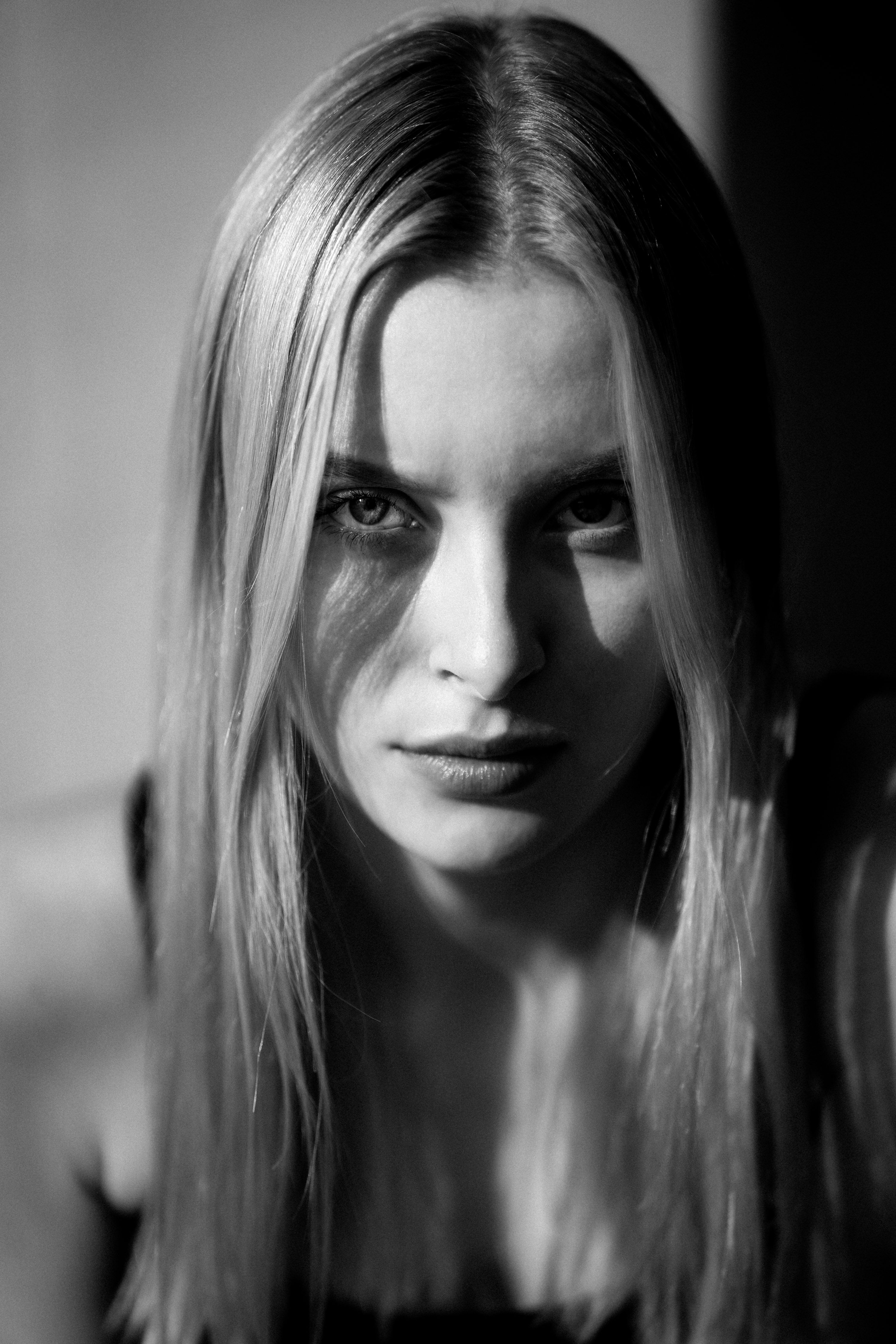 girl, portrait, black and white, Балезин Евгений