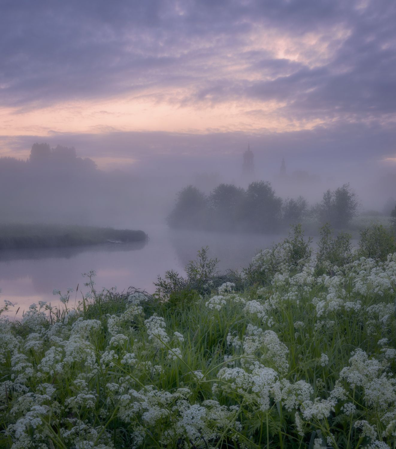 утро туман тучи река, Сергей Буторин