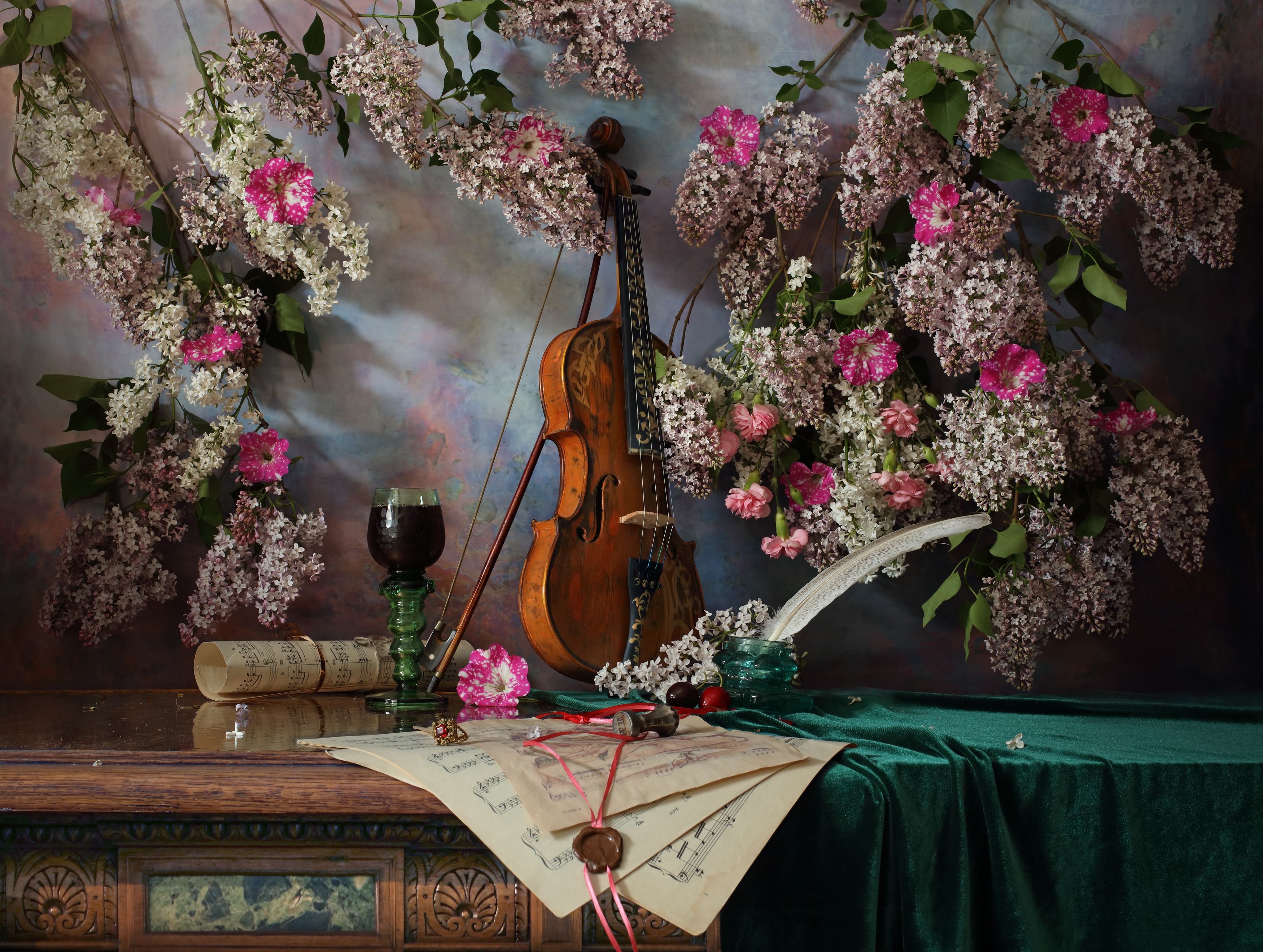 цветы, сирень, скрипка, музыка, Андрей Морозов