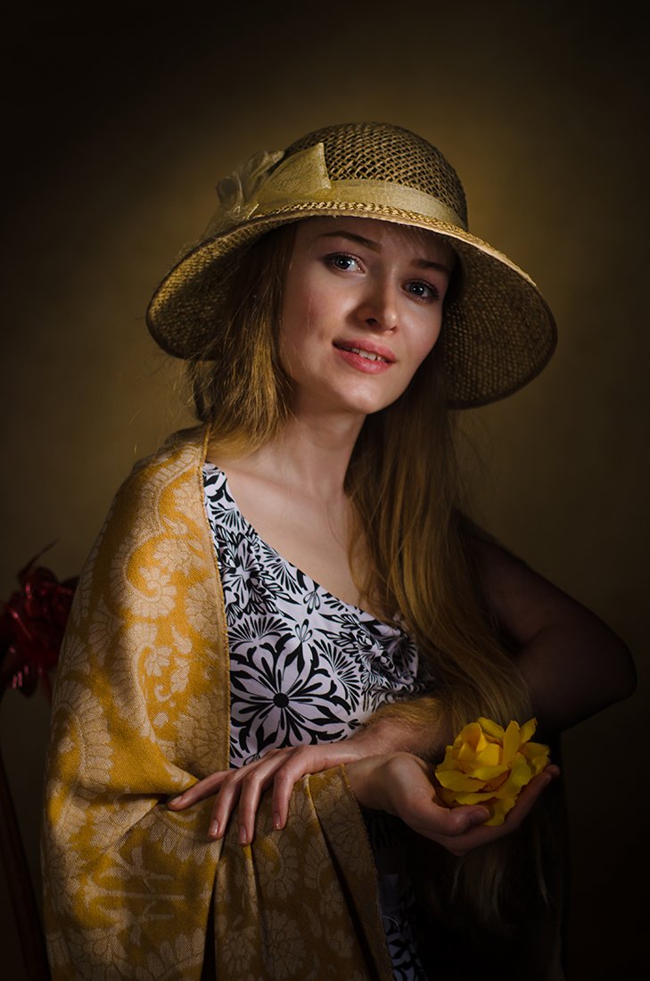 Девушка в шляпе, Классический портрет, Романтика, Студийная съёмка, Фотопортрет, Давыдов Михаил