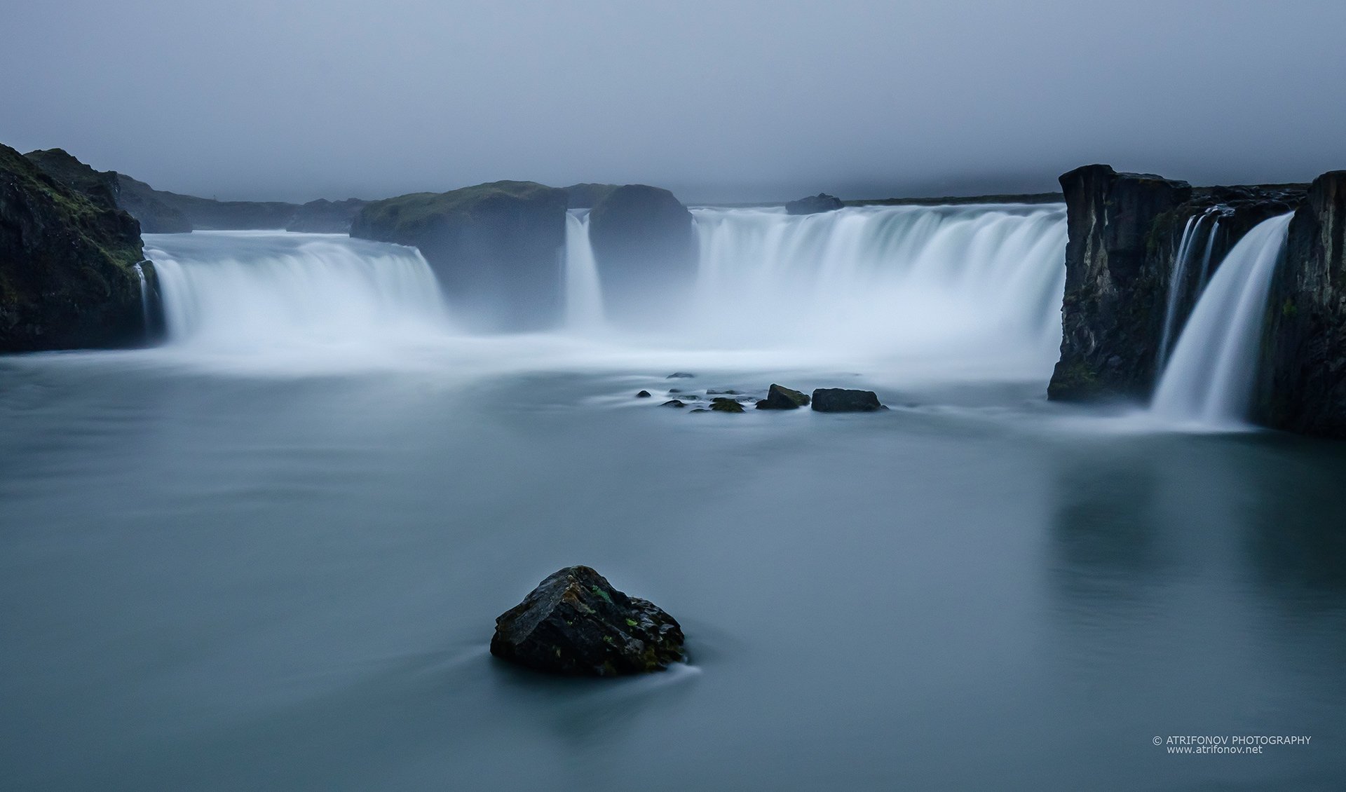 Iceland, Godafoss, waterfall, water, God, stones, rocks, landscape, Andrey Trifonov