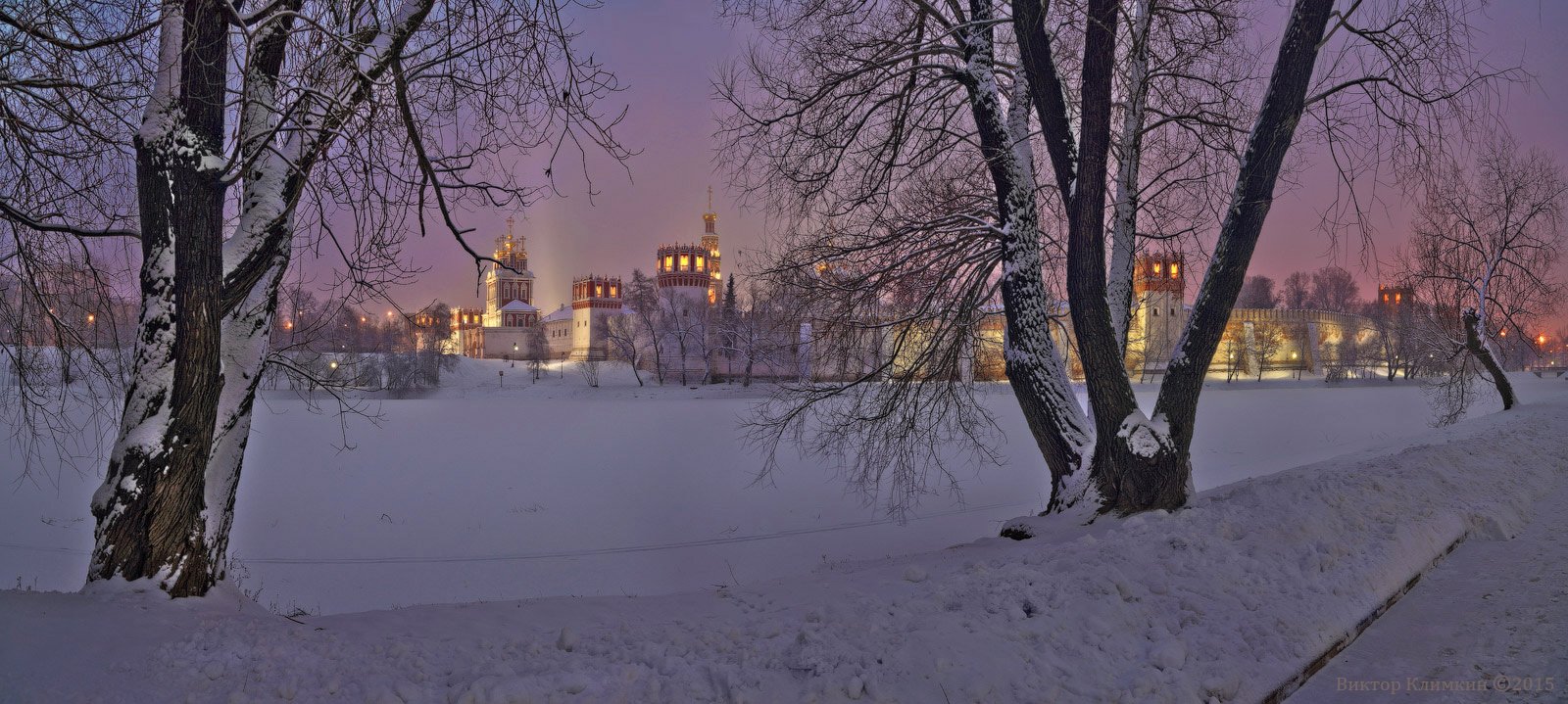 Вечер, Зима, Монастырь, Москва, Новодевичий  монастырь, Снег, Виктор Климкин