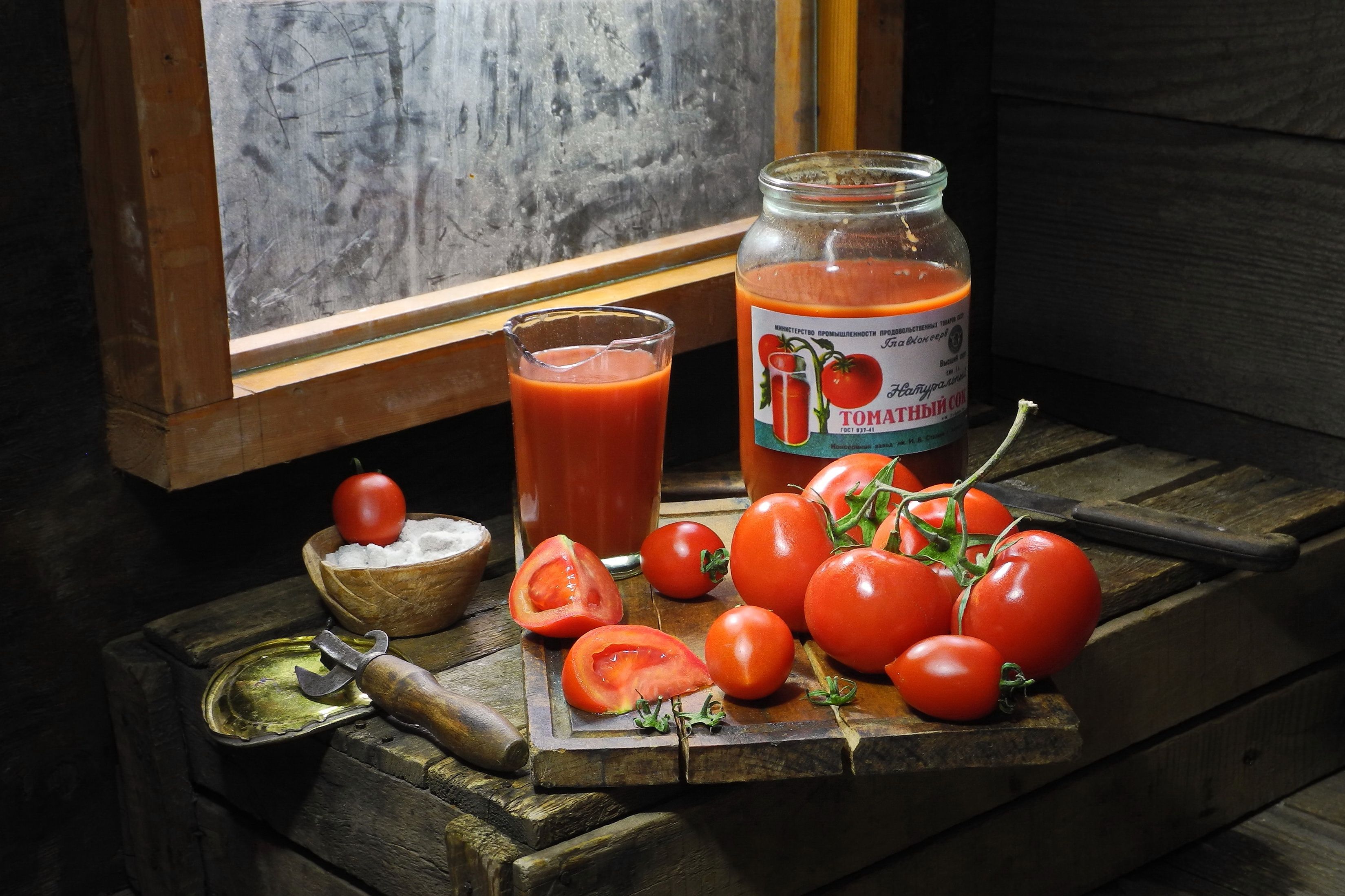 томатный сок, томат, помидоры,стакан, банка, соль,, Сергей Фунтовой