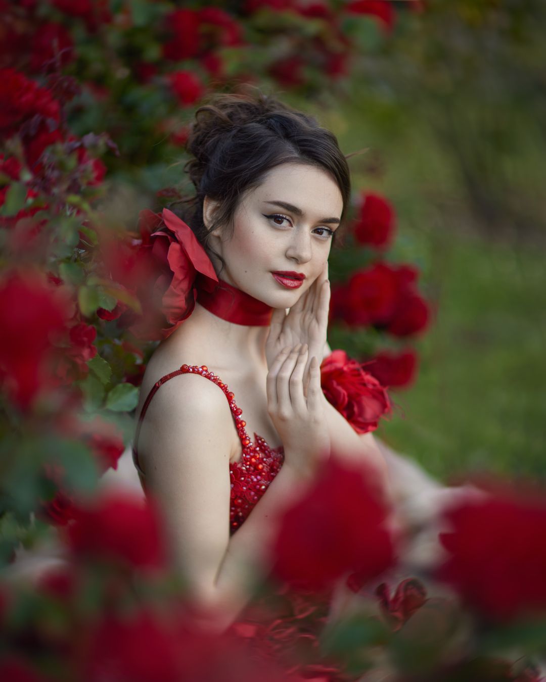 роза, цветы, девушка, пышное платье, кутюр, сад, сказка, фентези, Natalie Seitner