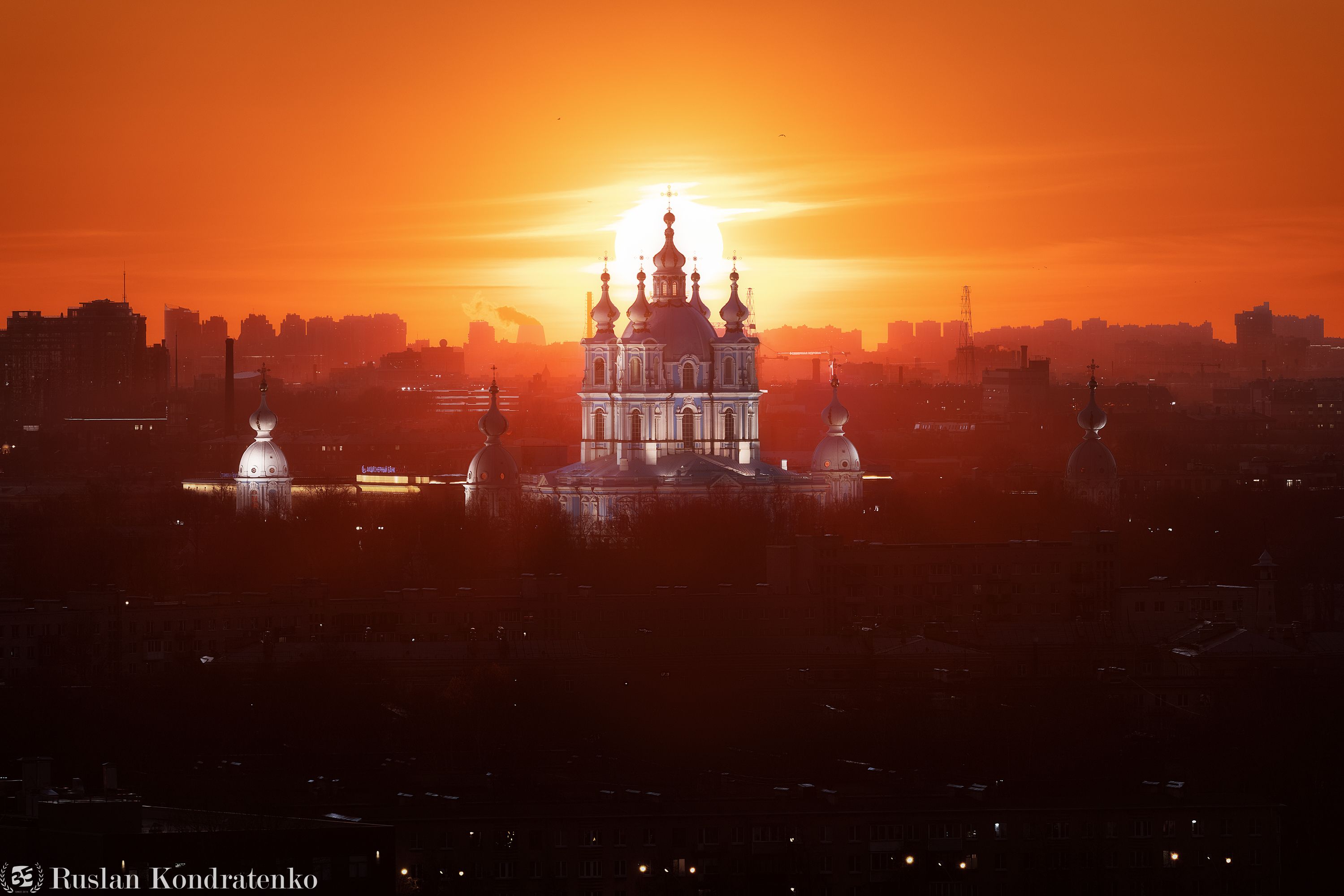 санкт-петербург, закат, смольный собор, прострел, композитная фотография, time blending, Кондратенко Руслан
