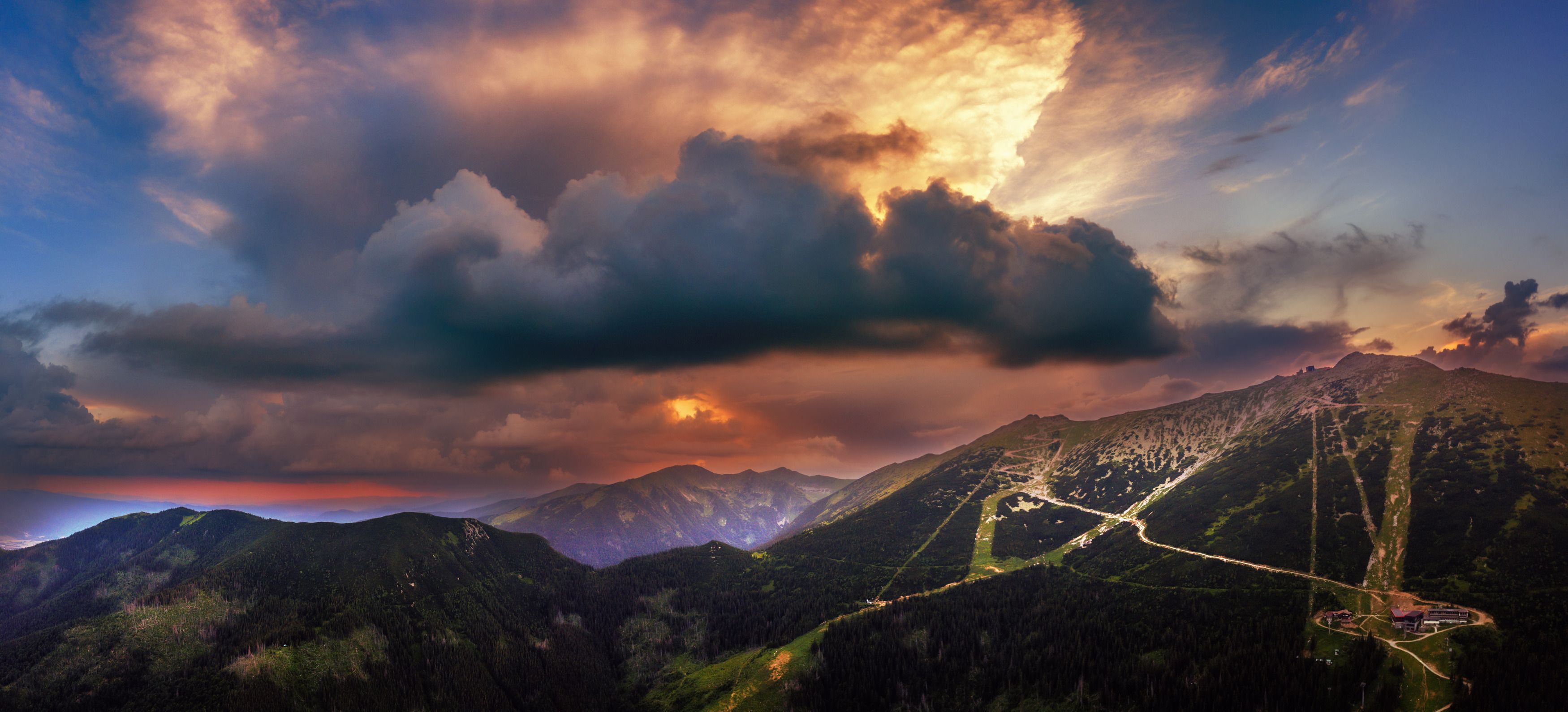 storm, cell, mountains, sky, clouds, sunset, Stanislav Judas
