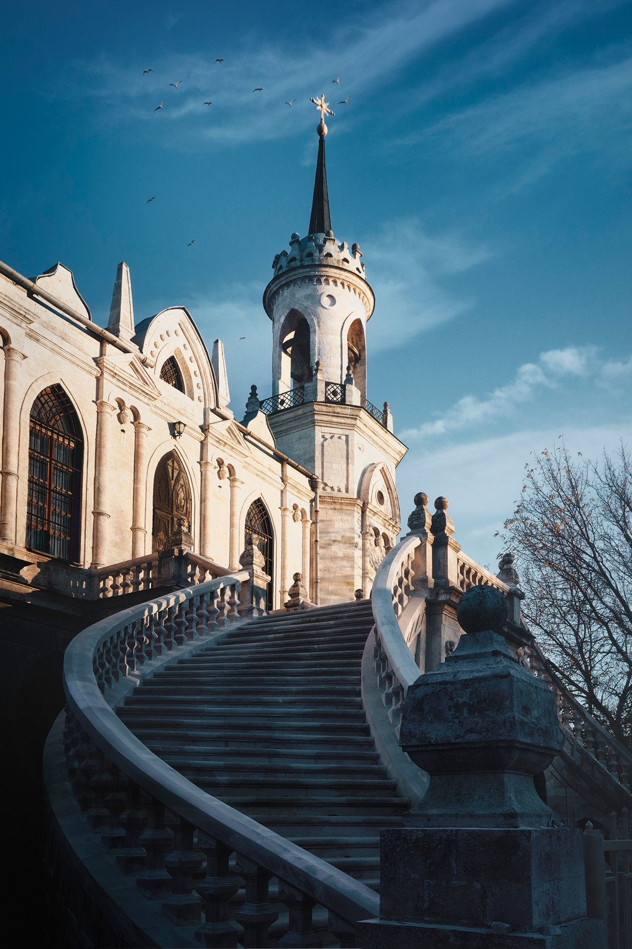 церковь, небо, птицы, Валерий Вождаев