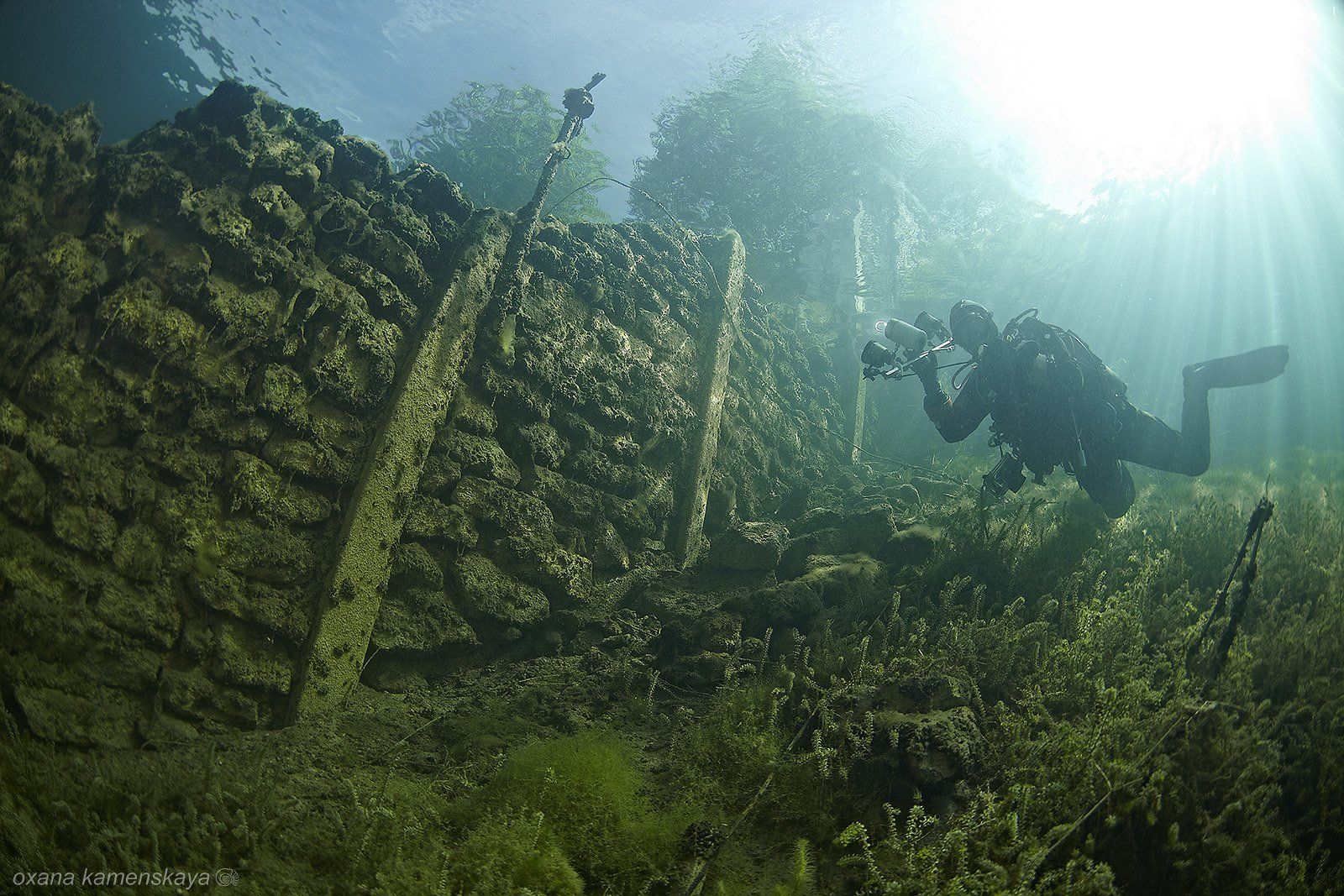 rummu underwater sun blue green wall diver, Оксана Каменская