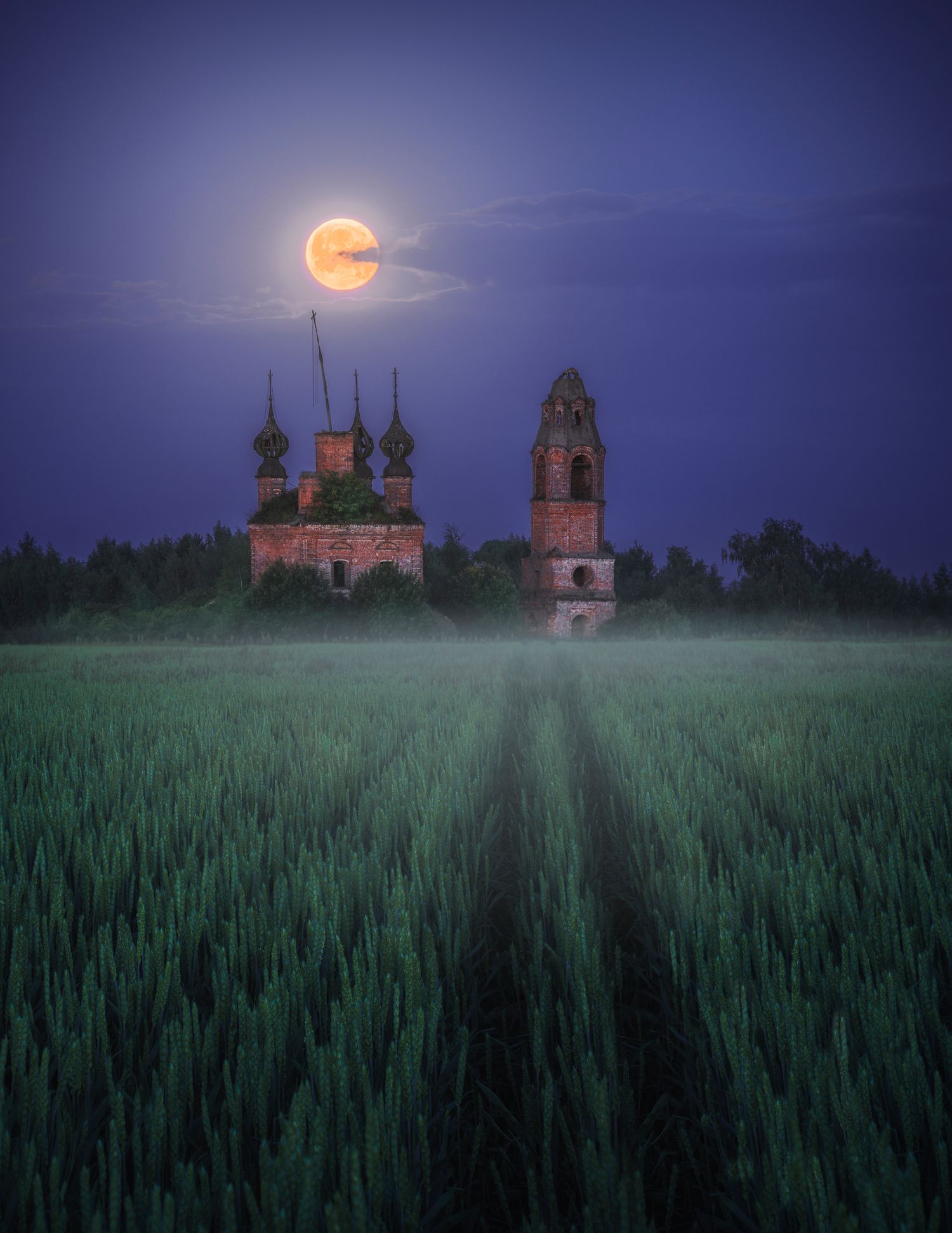 #полнолуние, #заброшенные церкви, #луна и храм, Захарова Наталья