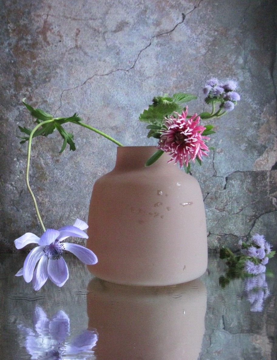 цветы, букет, анемон, агератум, астра, ваза, Наталия Тихомирова