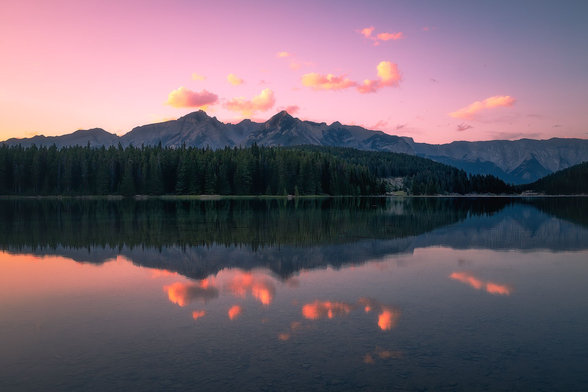 landscape, water, reflection, lake, sunset, sunrise, mountain, cloud, Zhao Huapu