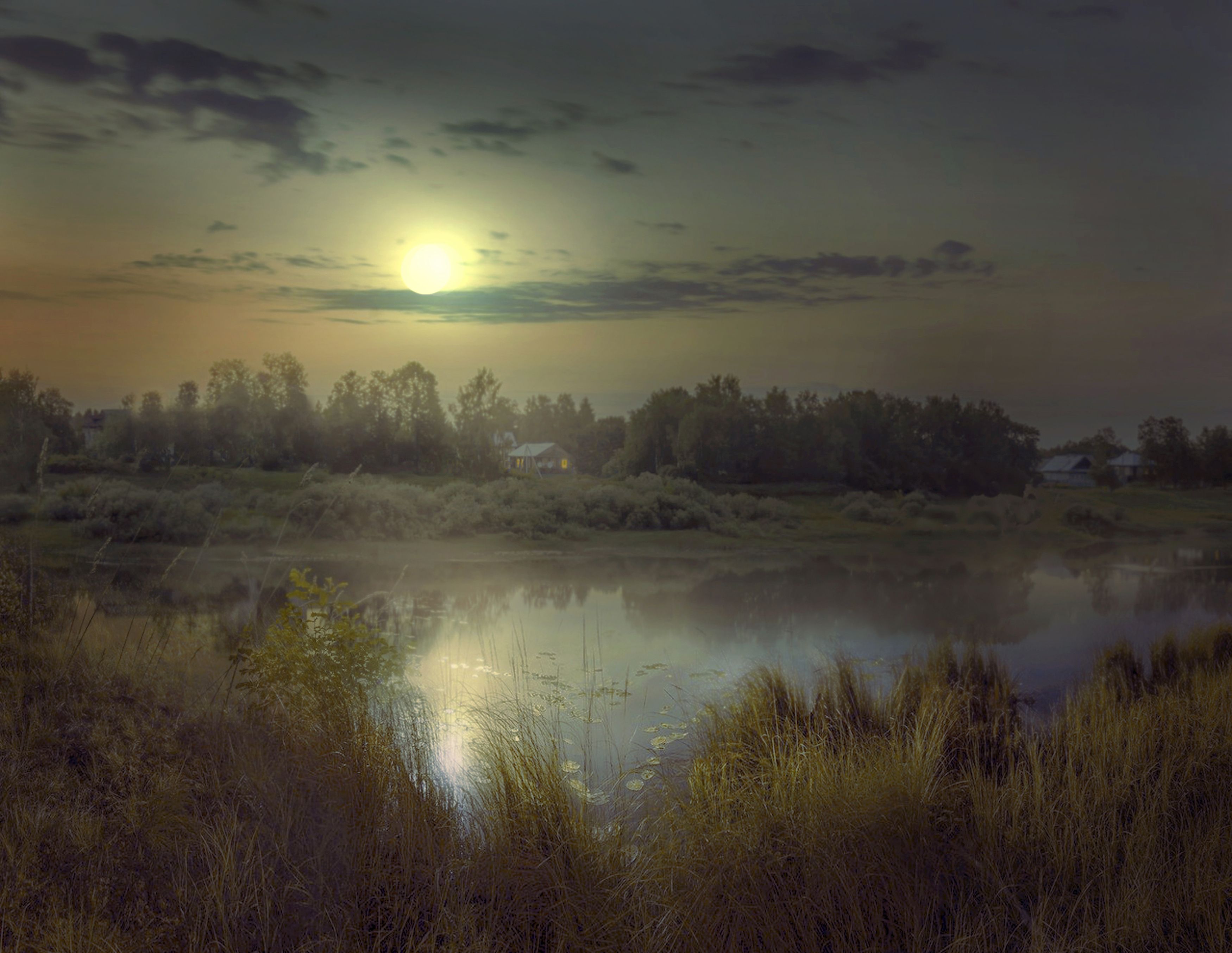 Ночь,луна,озеро., Хагалас Мириам