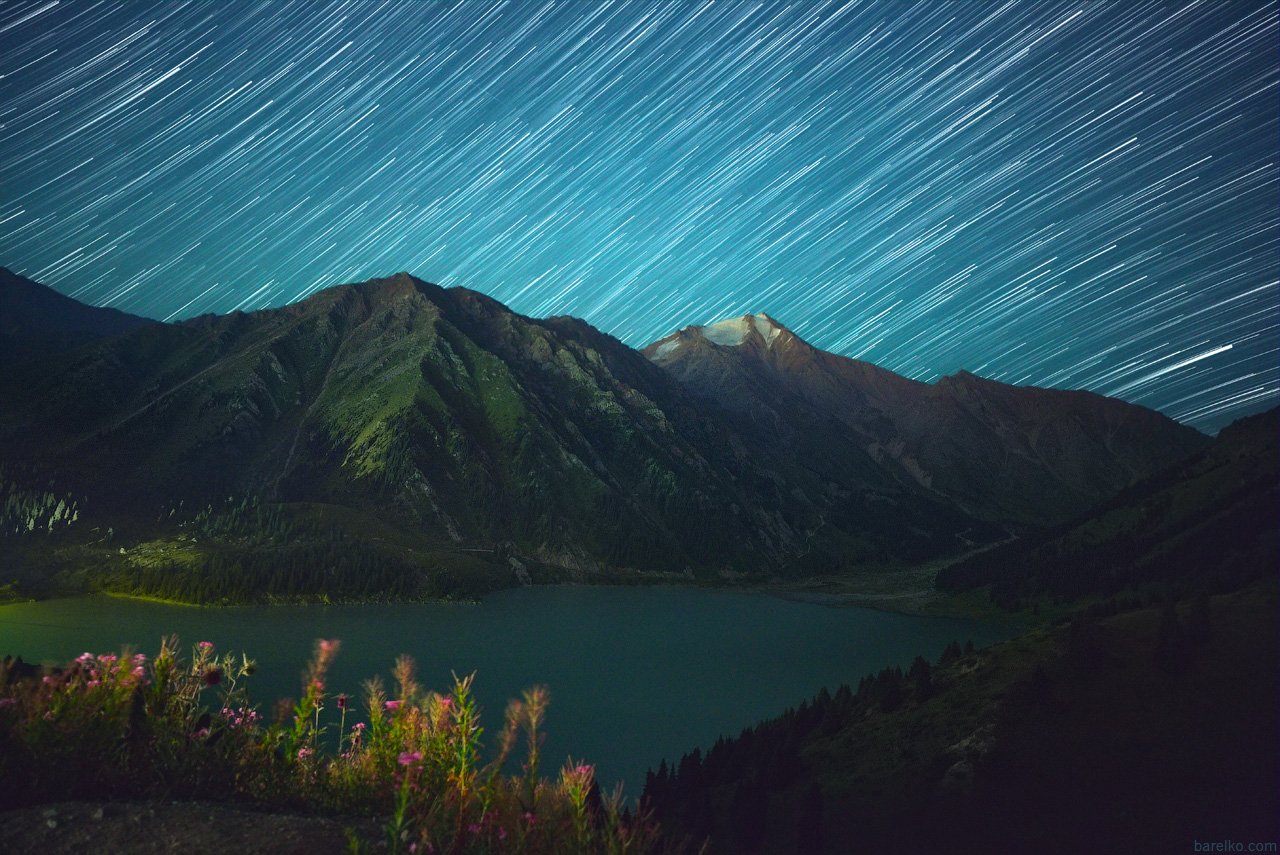 night, perseids, trail, star, mountains, meteor, Roman Barelko
