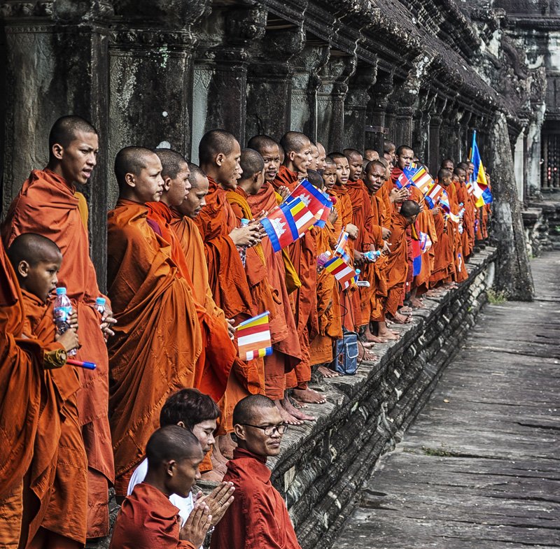 cambodia angkor travel monks buddhist , Michał Kuba Witkowski