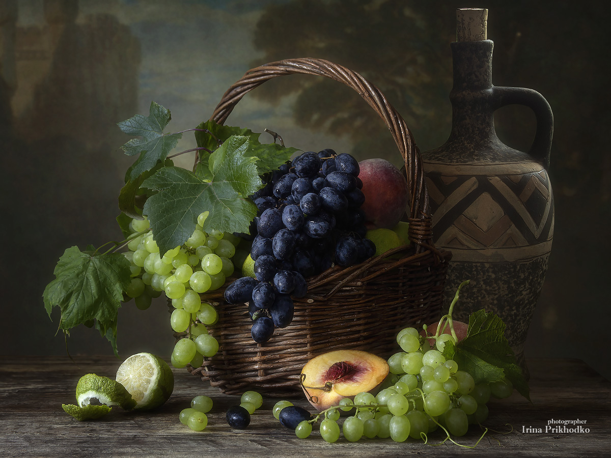 натюрморт, фрукты, виноград, вино, Приходько Ирина