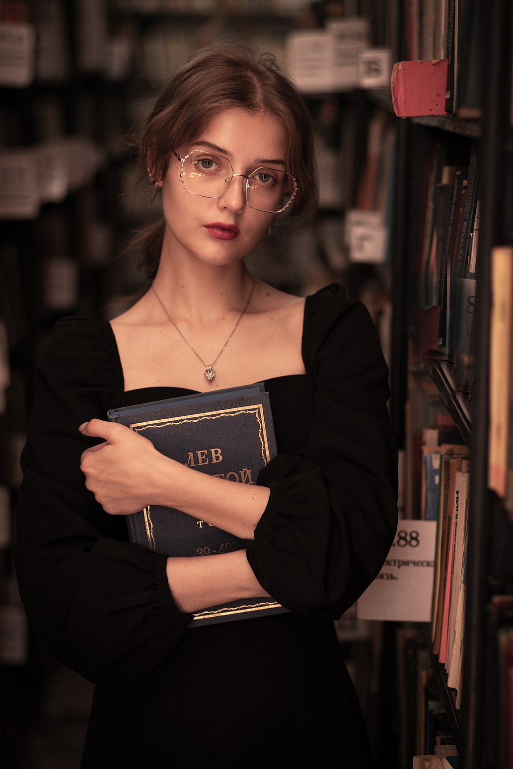 библиотека, книга, толстой, очки, ретро, модель, Арсен Алабердов