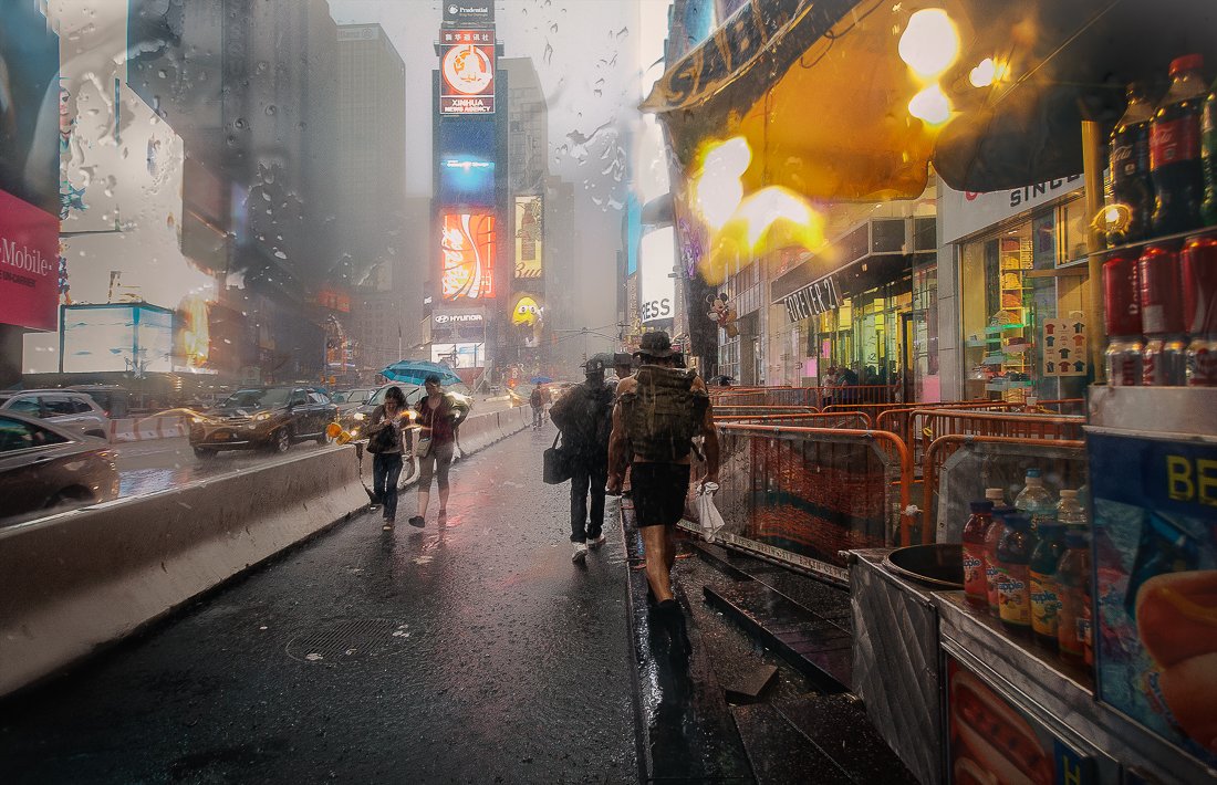 нью-йорк, таймс-сквер,летний ливень,непогода, D_Runk