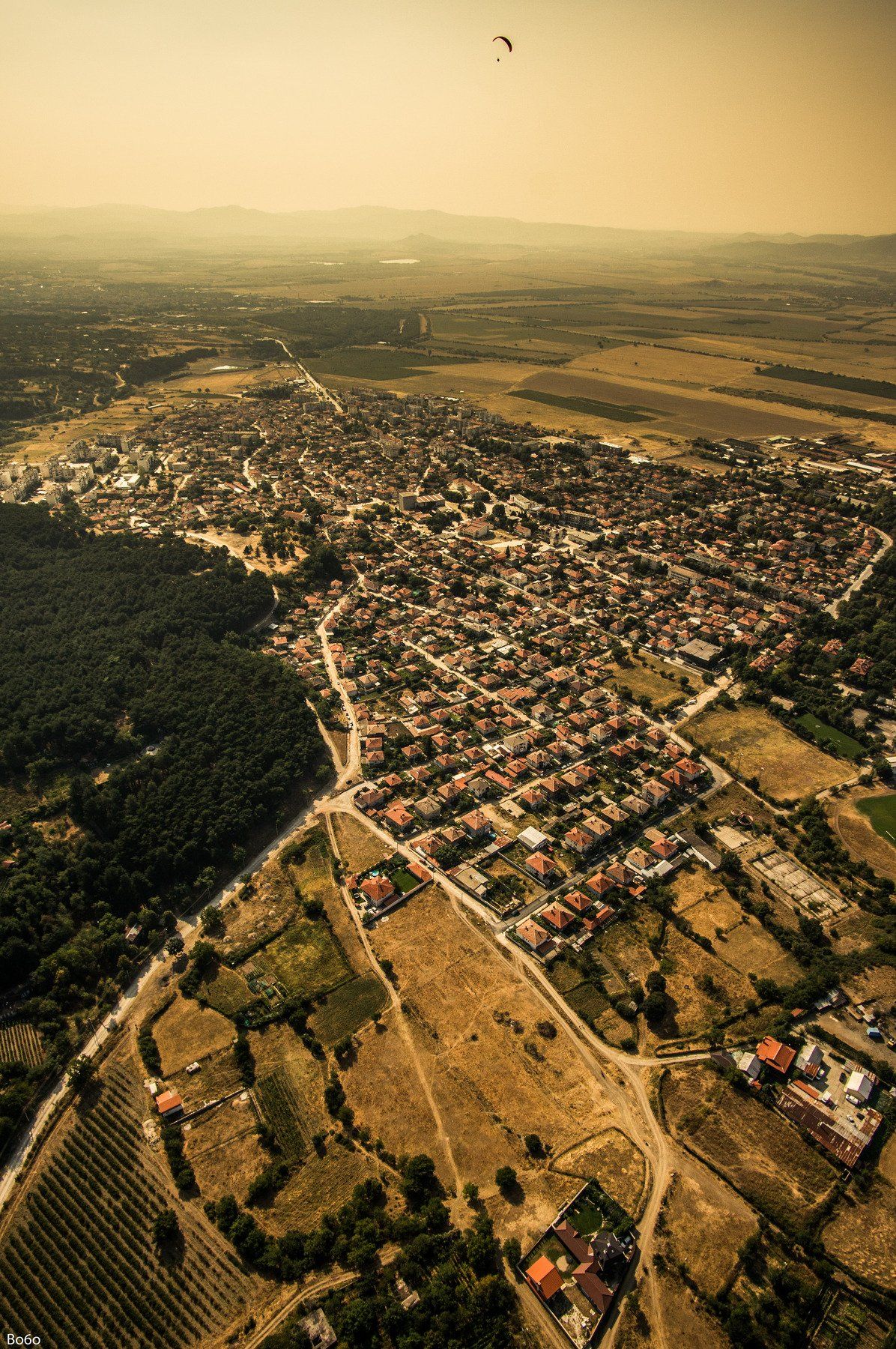 sopot,bulgaria,fly, flight,landscape,town,city,cityscape, paraglider, sunrise,morning, house, , Boris Preslavski