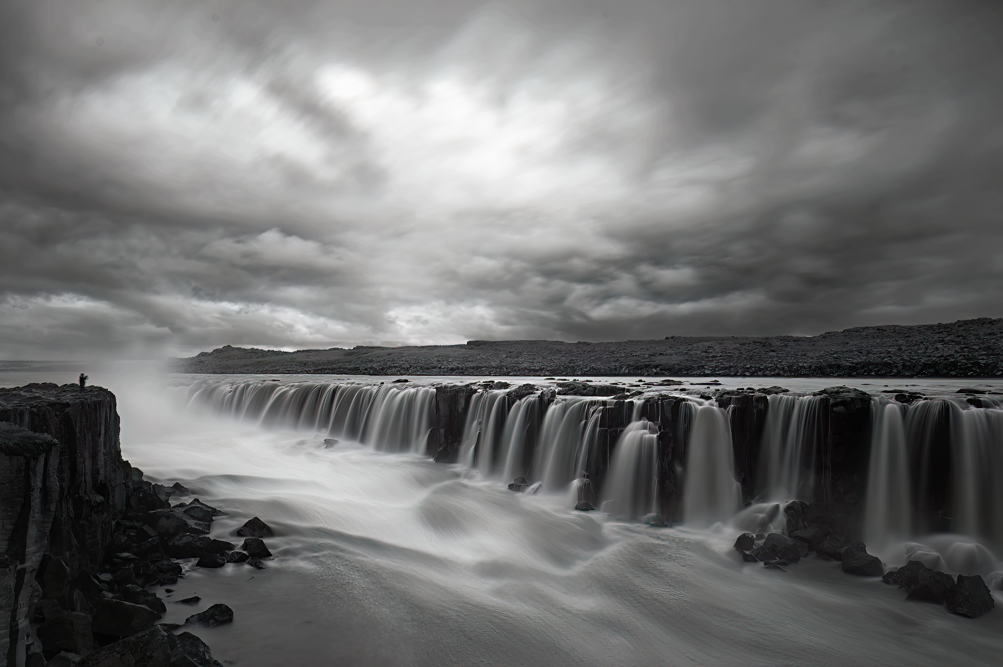 Selfoss, Iceland, black and white, landscape, waterfalls , Julius LIU