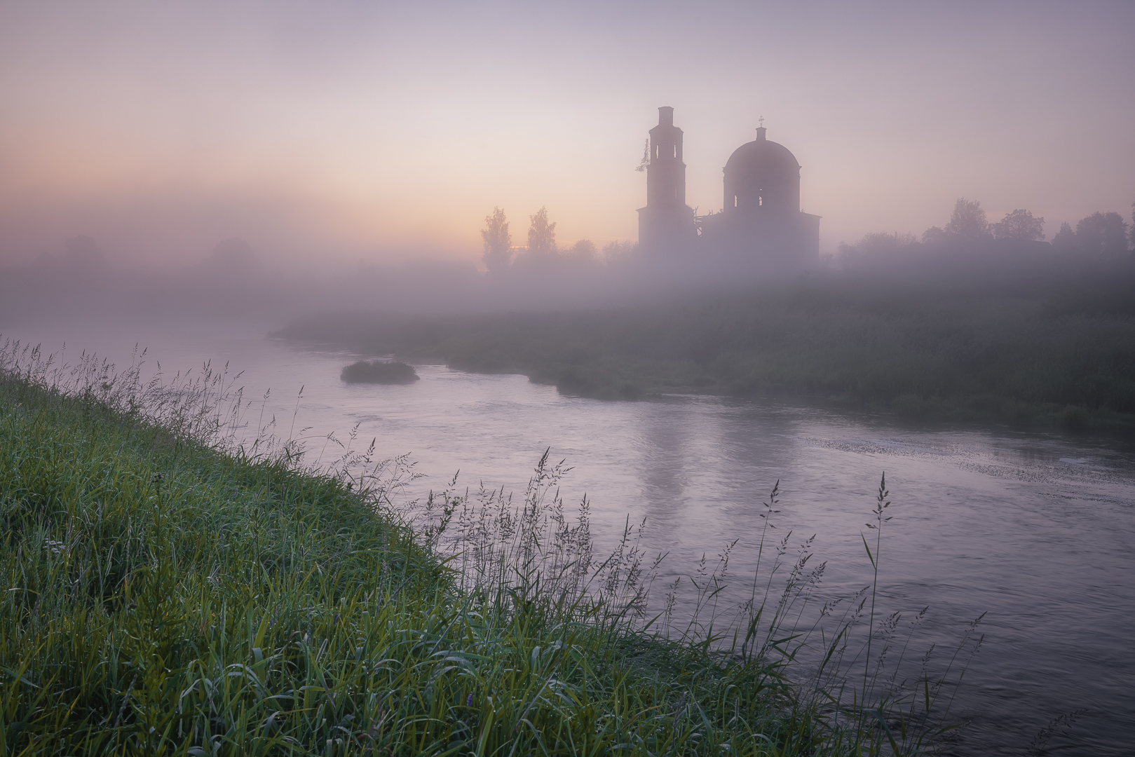 утро рассвет туман храм церковь природа пейзаж россия morning sunrise fog temple church nature, Юхова Аня