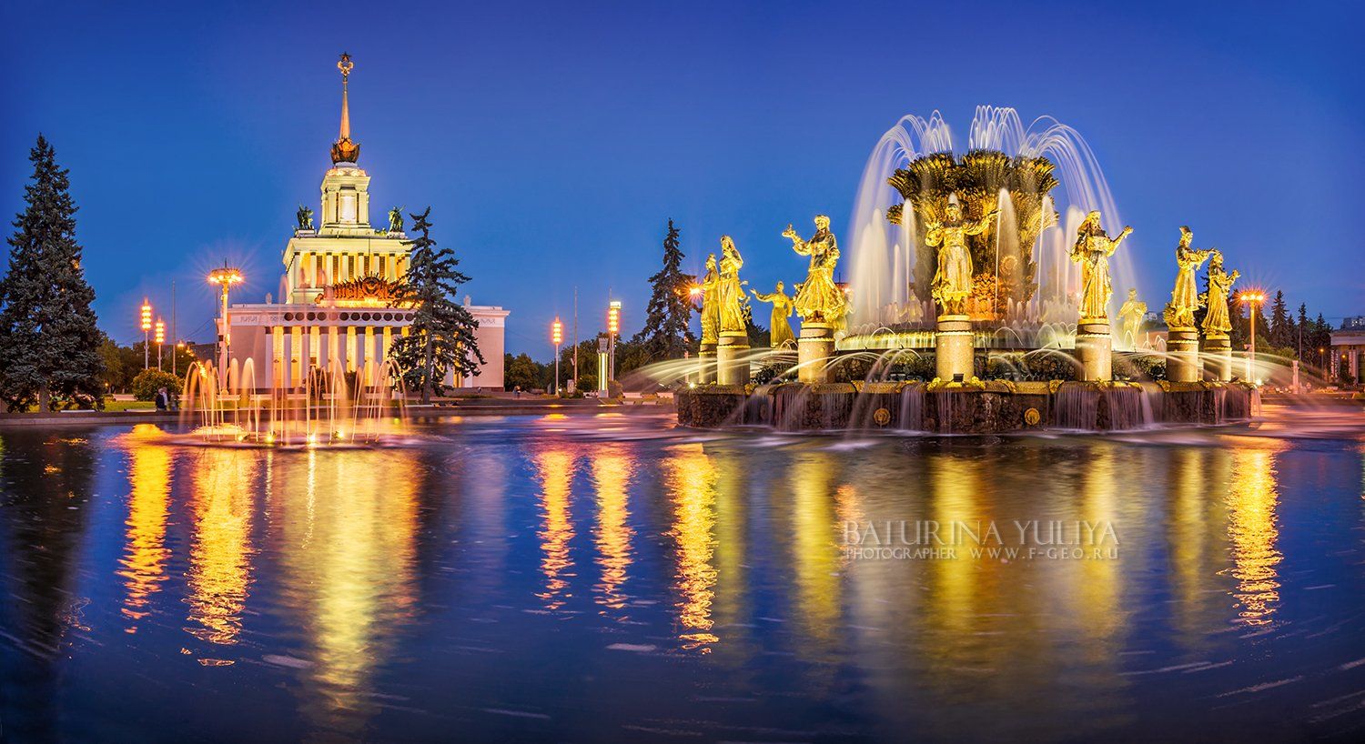 Москва, ВДНХ, город, отражение, фонтан, Дружба народов, Юлия Батурина