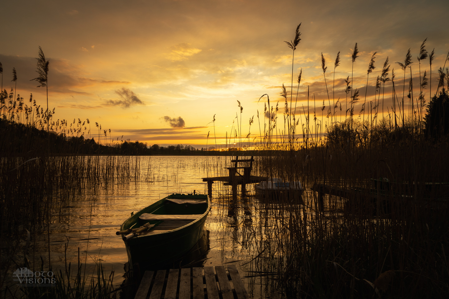 lake,sunset,boat,water,sky,colorful,lakeside,shoreline,paddle boat,, Photo Visions