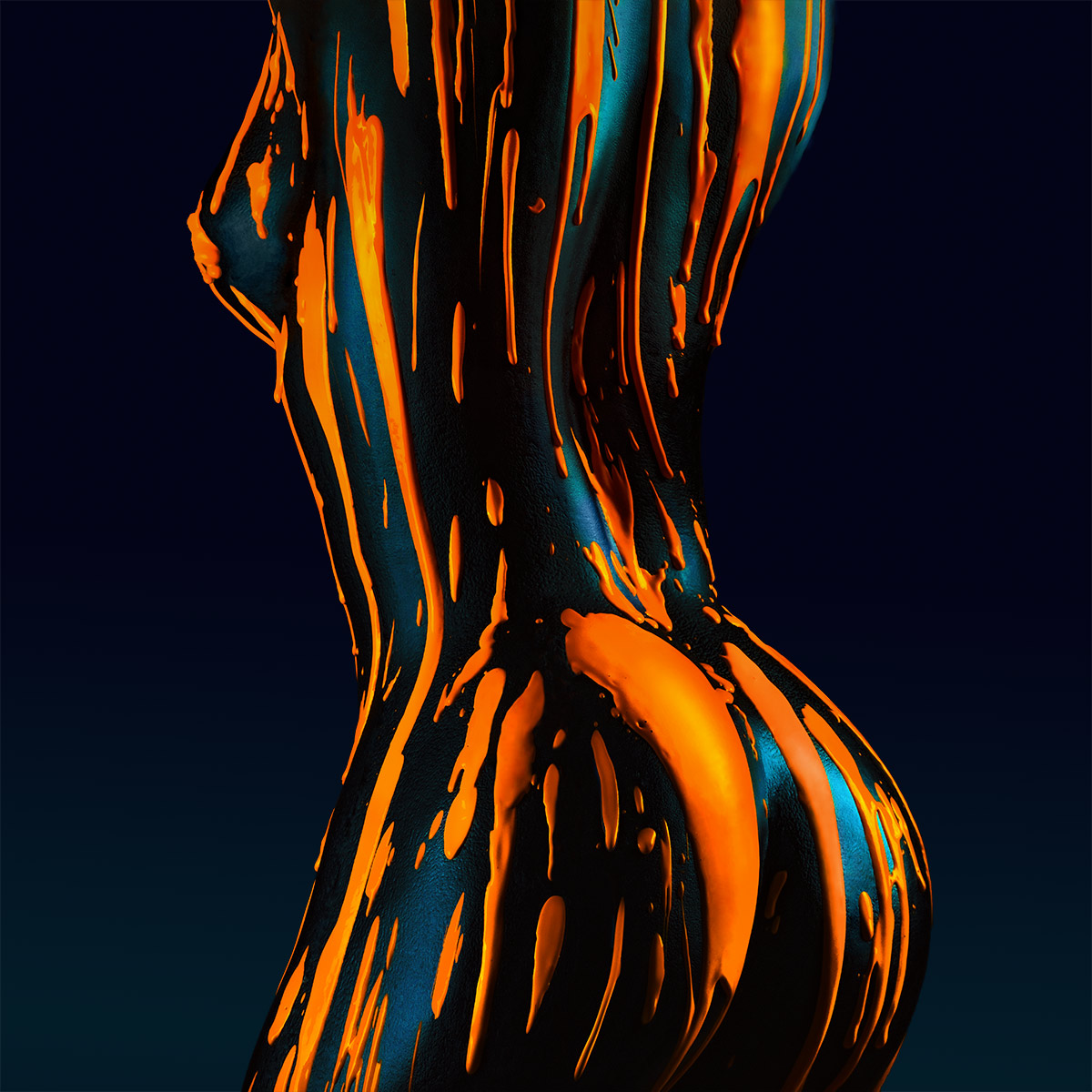 nude,orange, bodyart, back, back, hips, booty, butt, model, sexy, photoart, abstract, painting, bodypaint, bodyscape, erotic, Kristian Liebrand